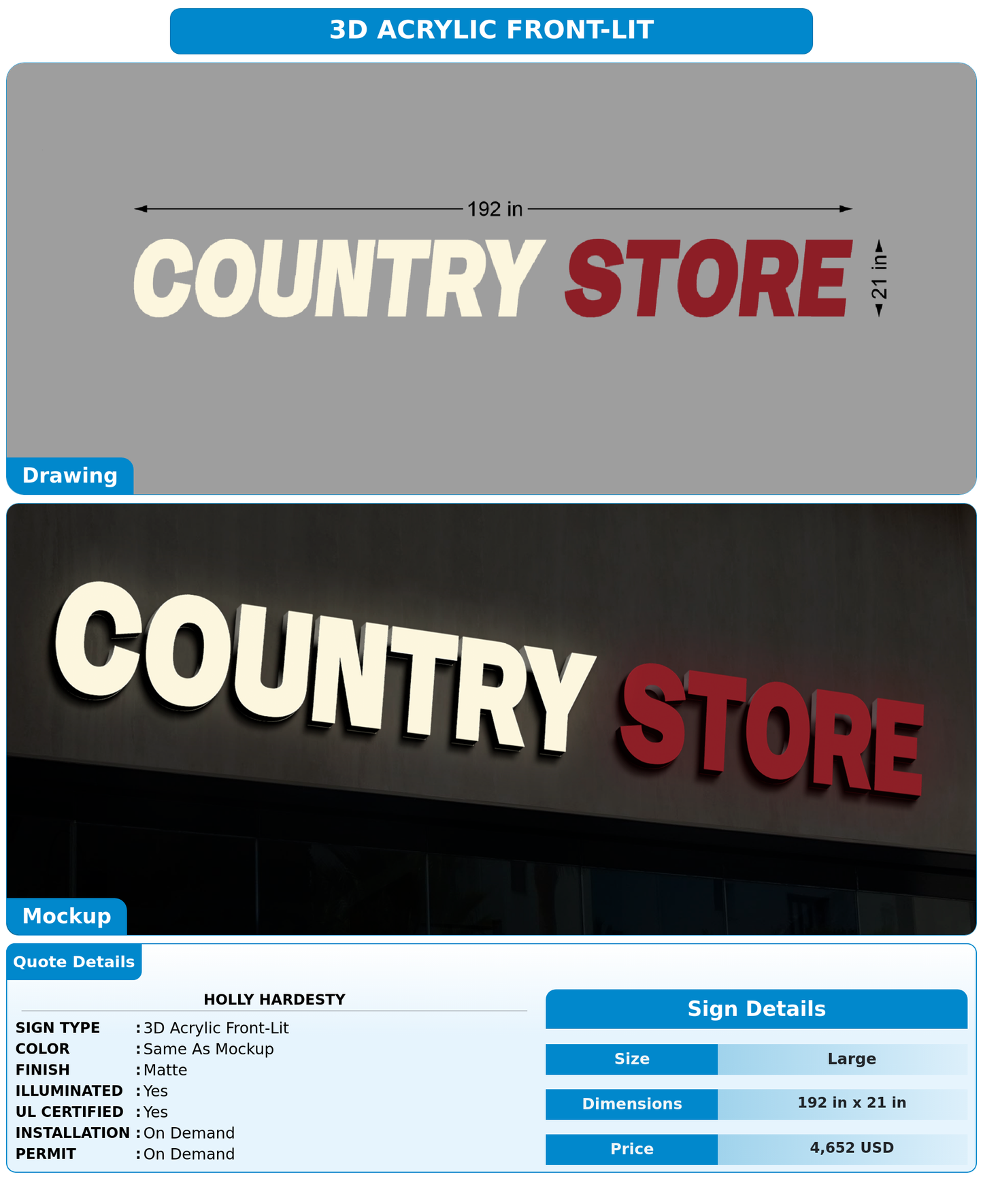 CUSTOM MOCKUP SIGN FOR Holly Hardesty