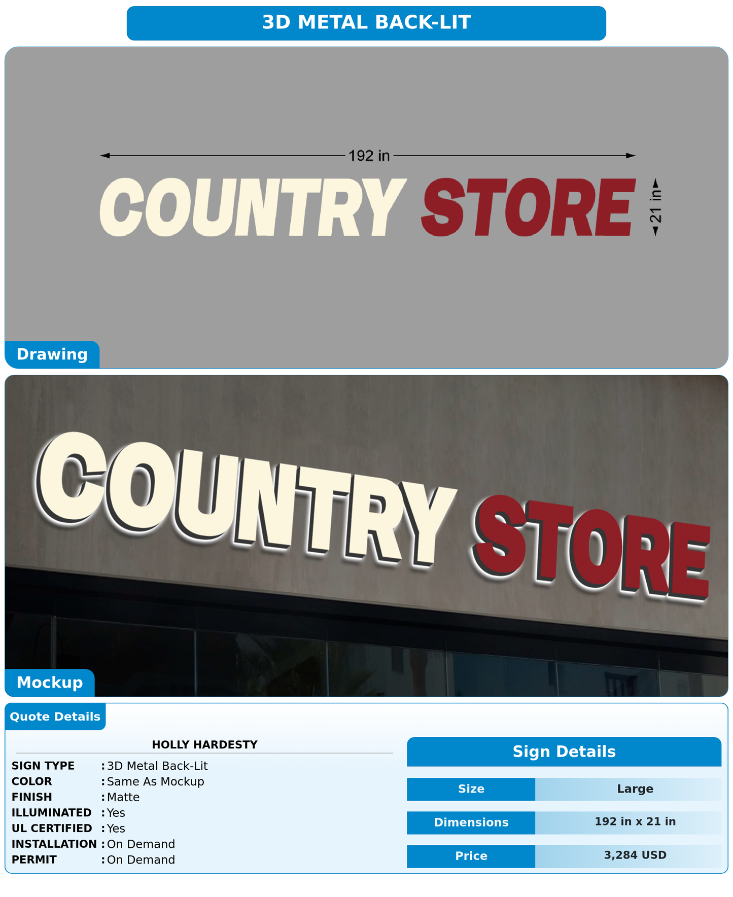 CUSTOM MOCKUP SIGN FOR Holly Hardesty