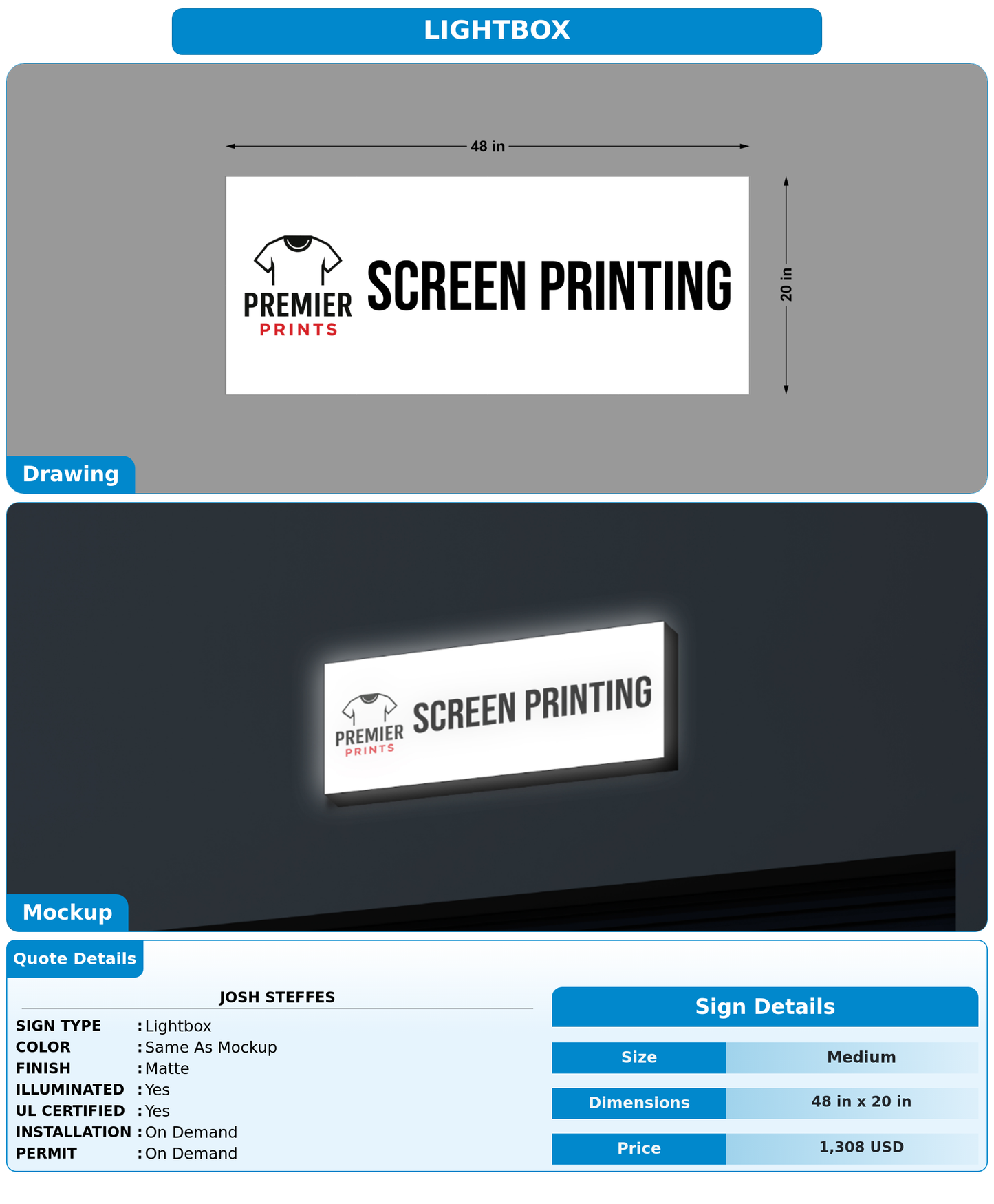CUSTOM MOCKUP SIGN FOR Josh steffes