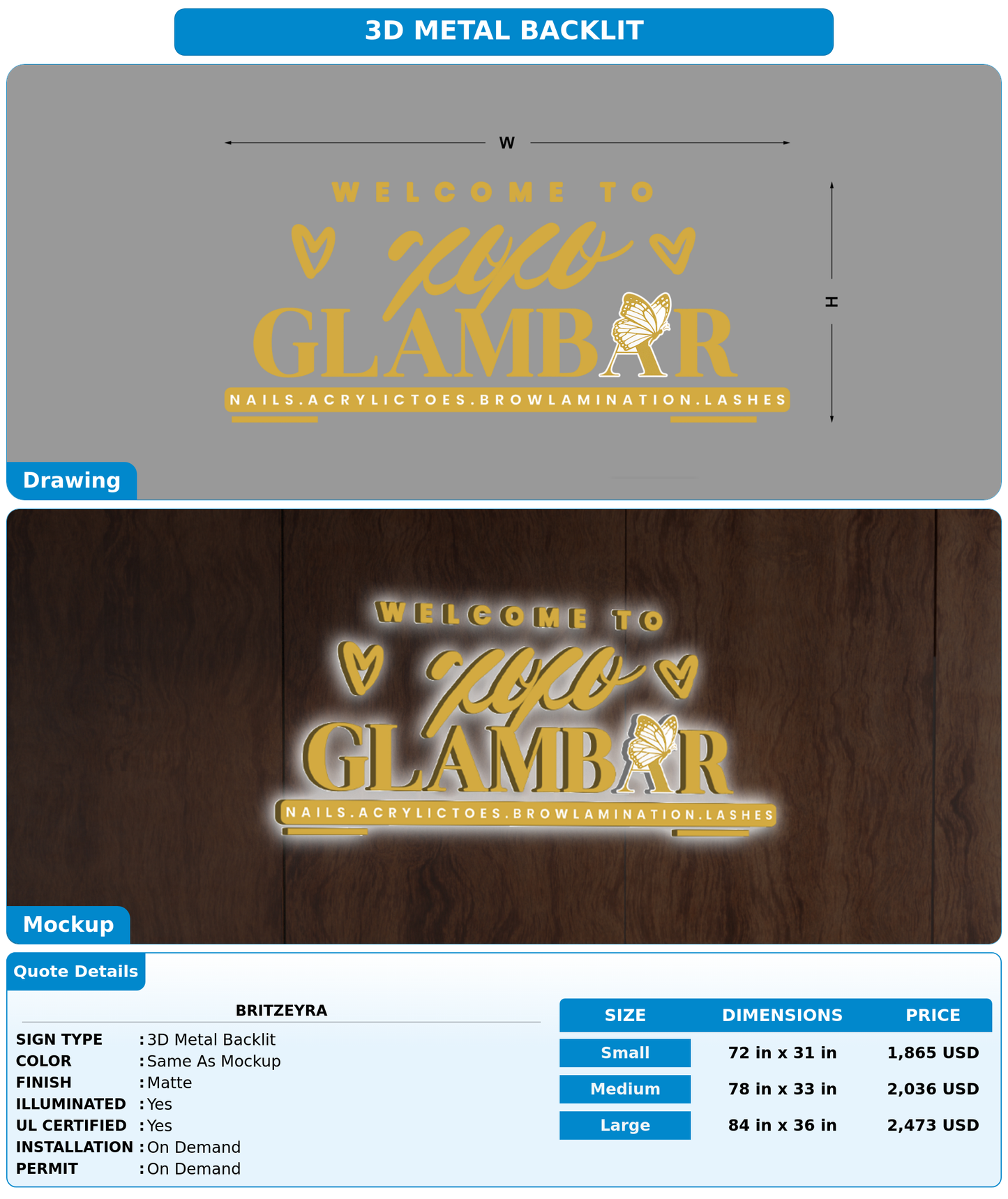 CUSTOM MOCKUP SIGN FOR Britzeyra