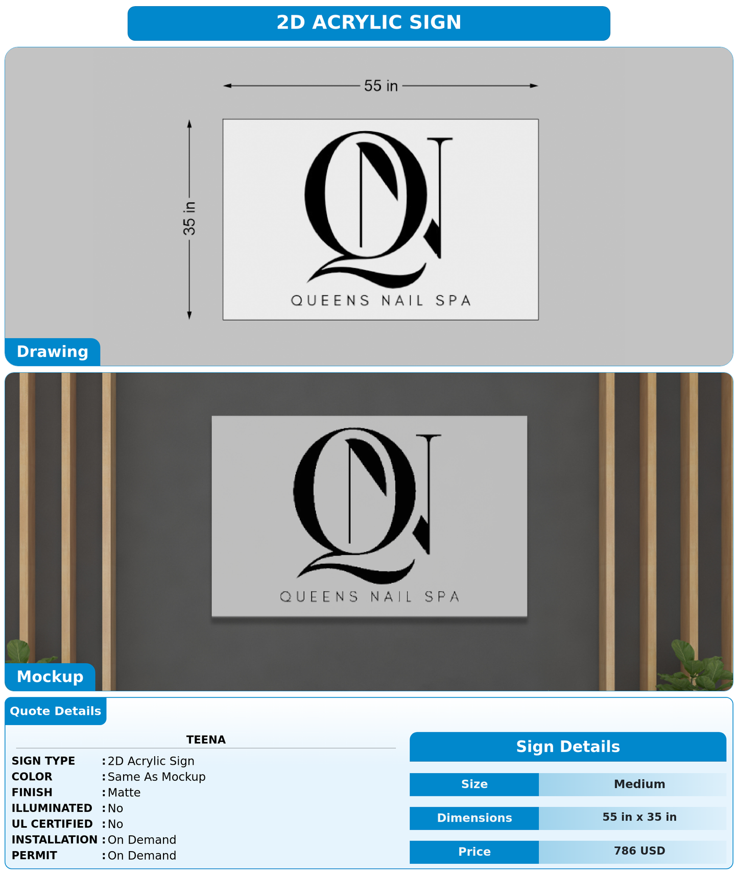 CUSTOM MOCKUP SIGN FOR Teena