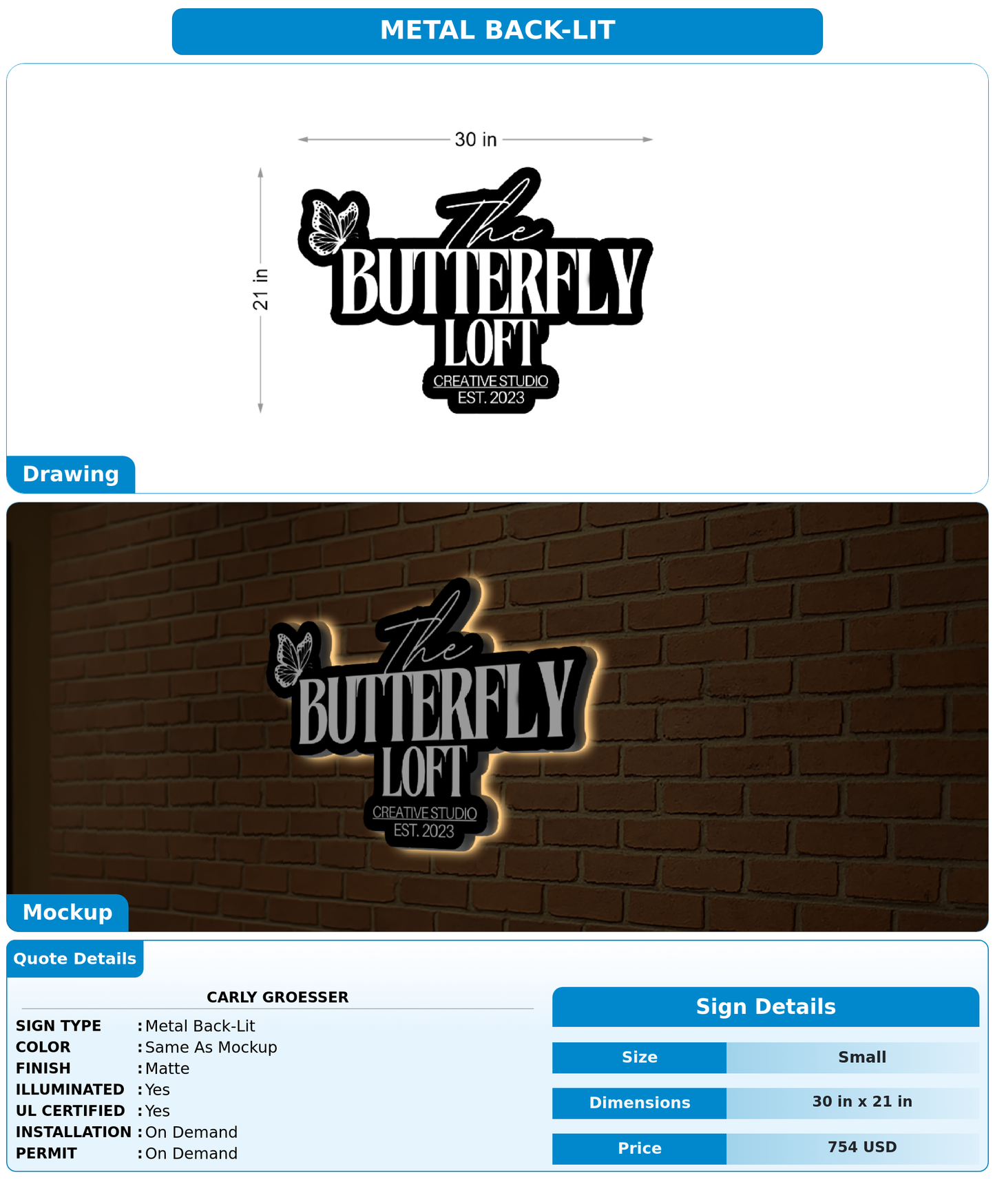 CUSTOM MOCKUP SIGN FOR Carly Groesser