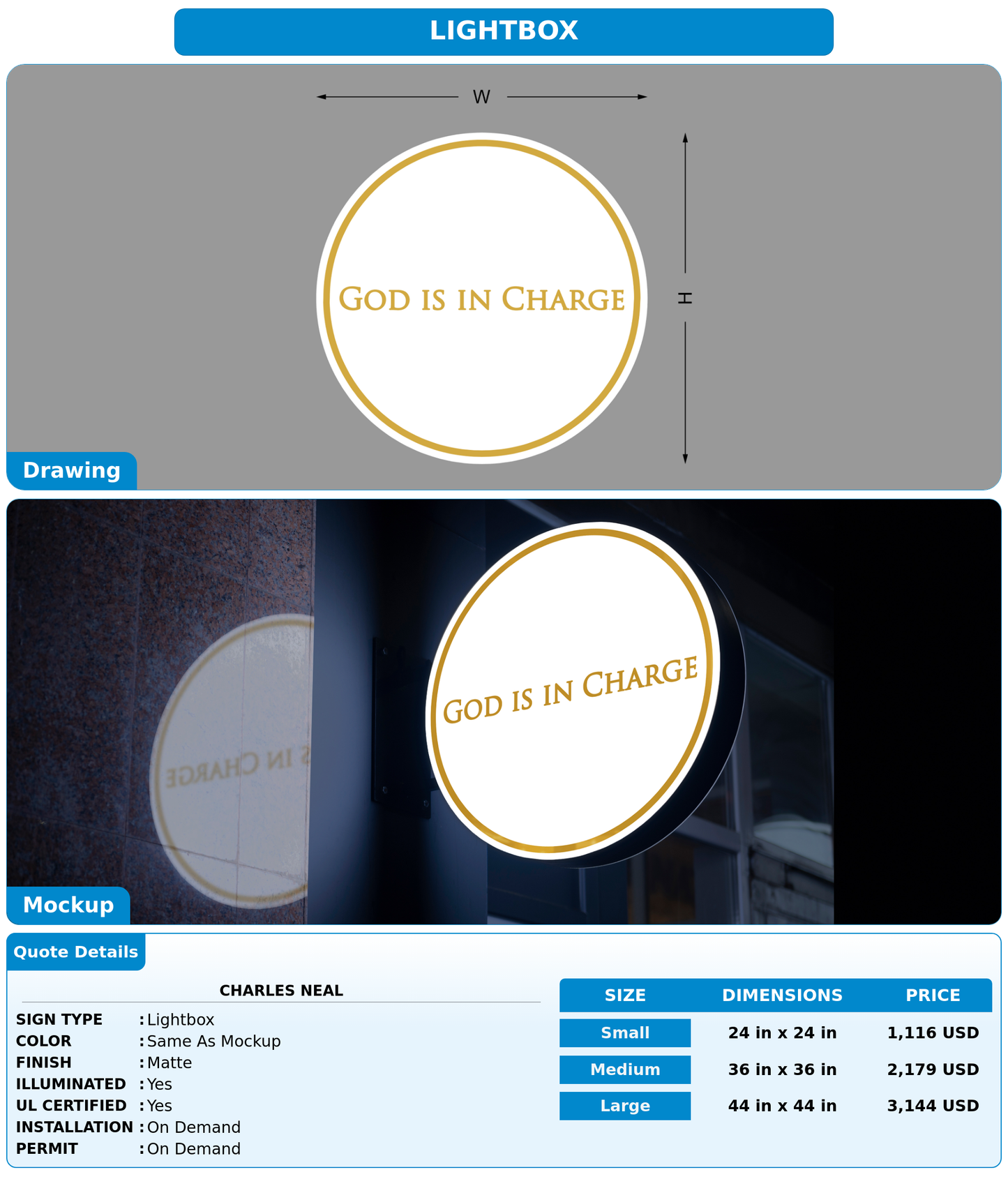 CUSTOM MOCKUP SIGN FOR Charles neal