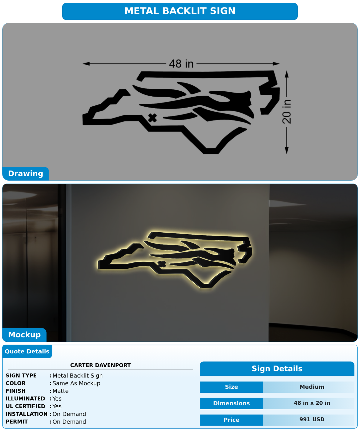 CUSTOM MOCKUP SIGN FOR Carter Davenport