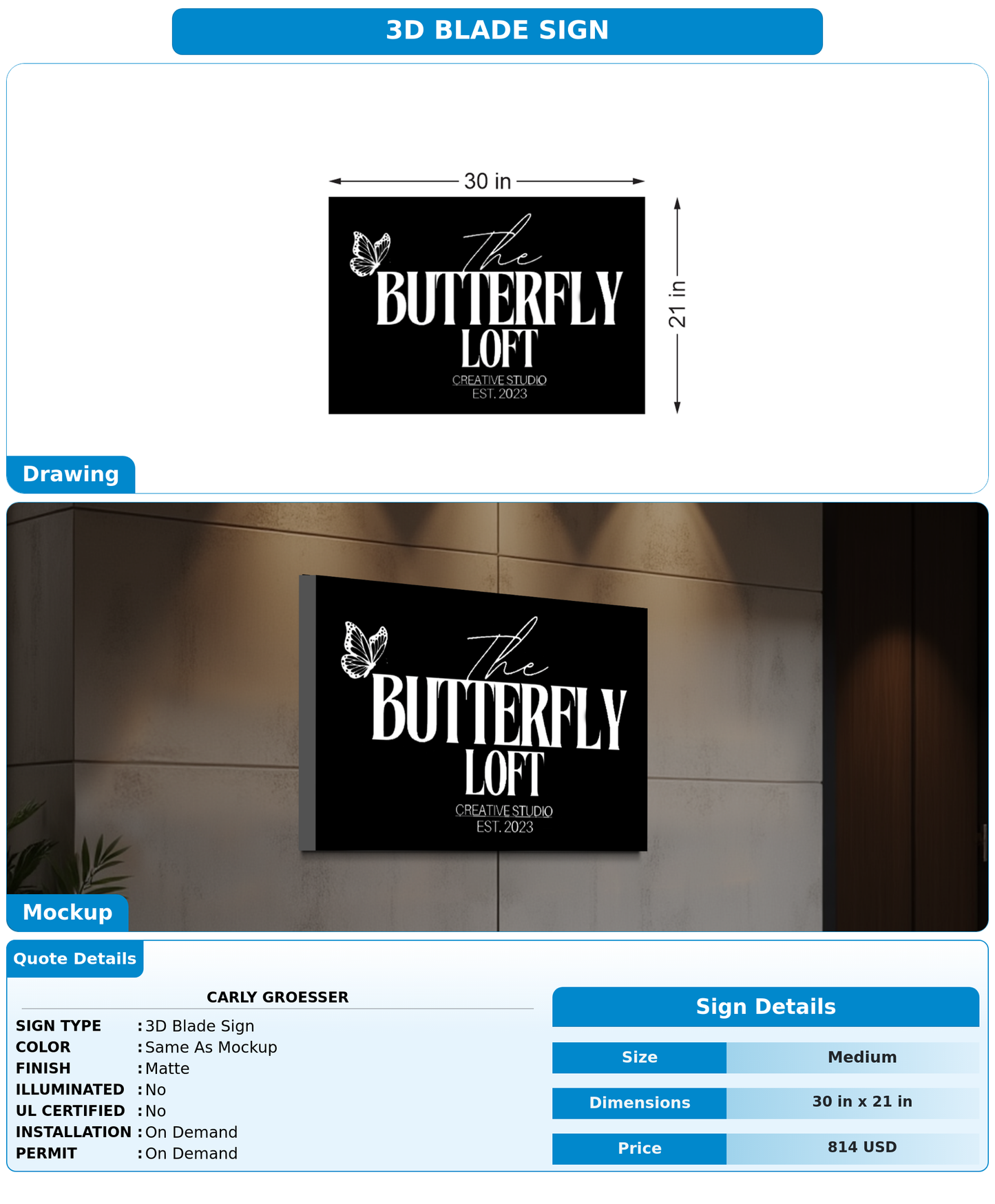 CUSTOM MOCKUP SIGN FOR Carly Groesser