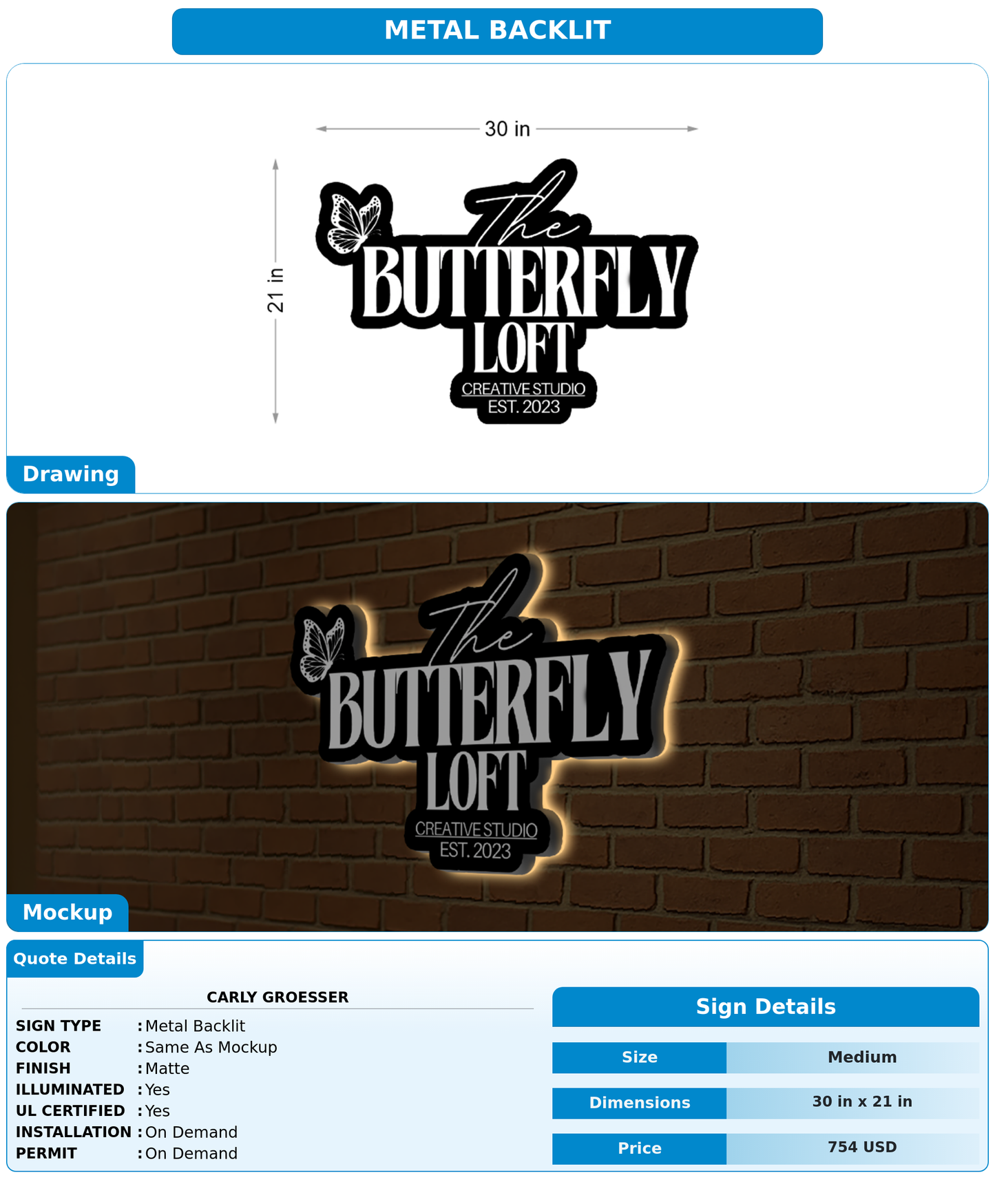 CUSTOM MOCKUP SIGN FOR Carly Groesser