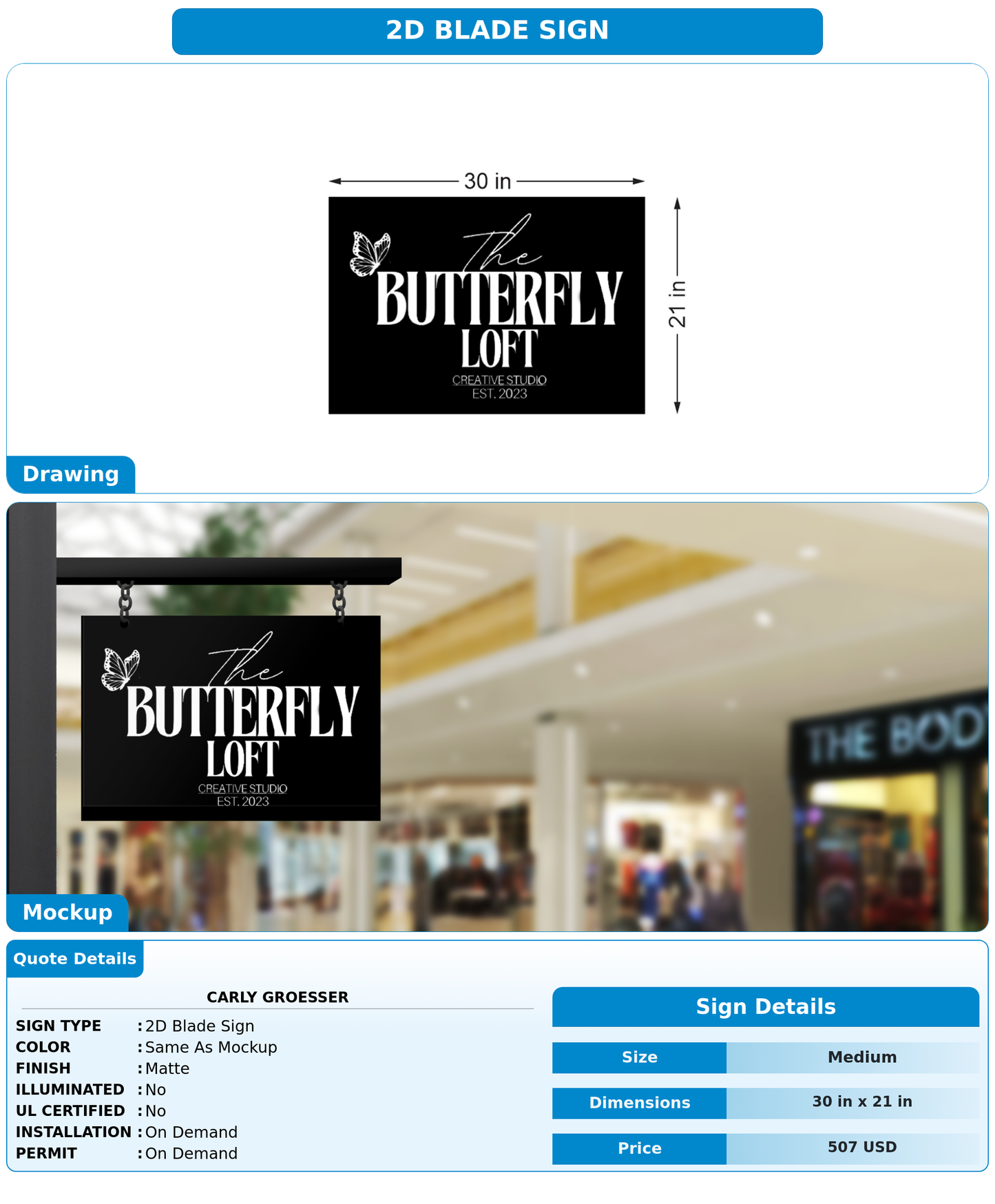 CUSTOM MOCKUP SIGN FOR Carly Groesser
