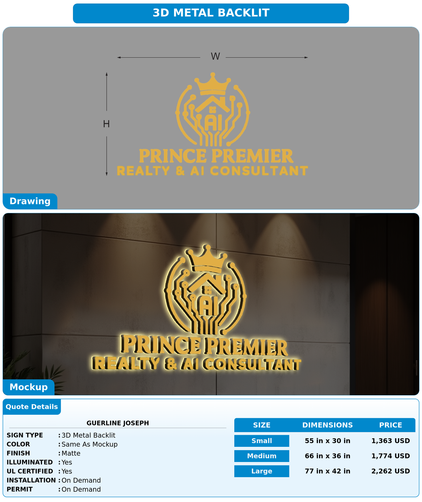 CUSTOM MOCKUP SIGN FOR Guerline Joseph