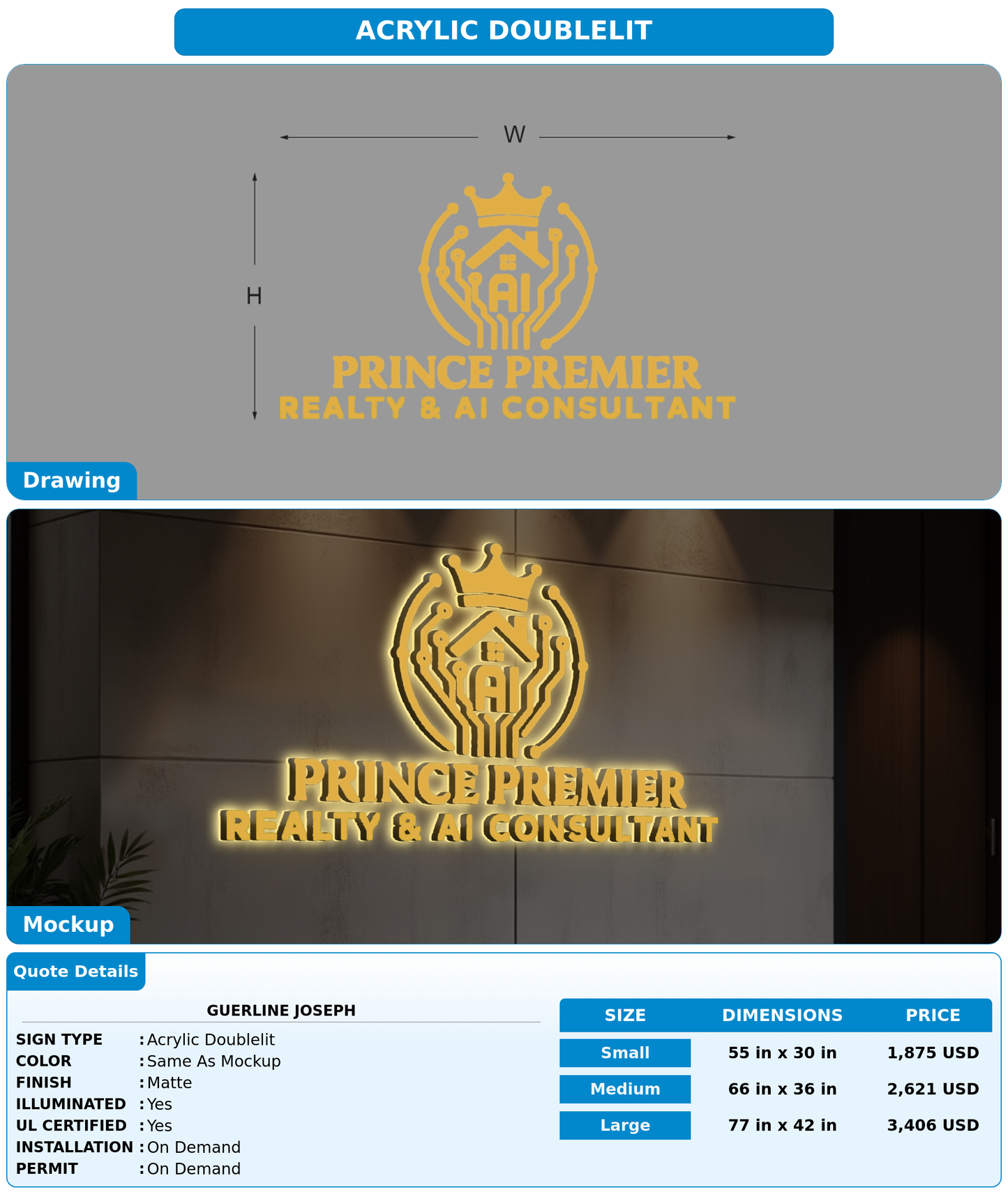 CUSTOM MOCKUP SIGN FOR Guerline Joseph