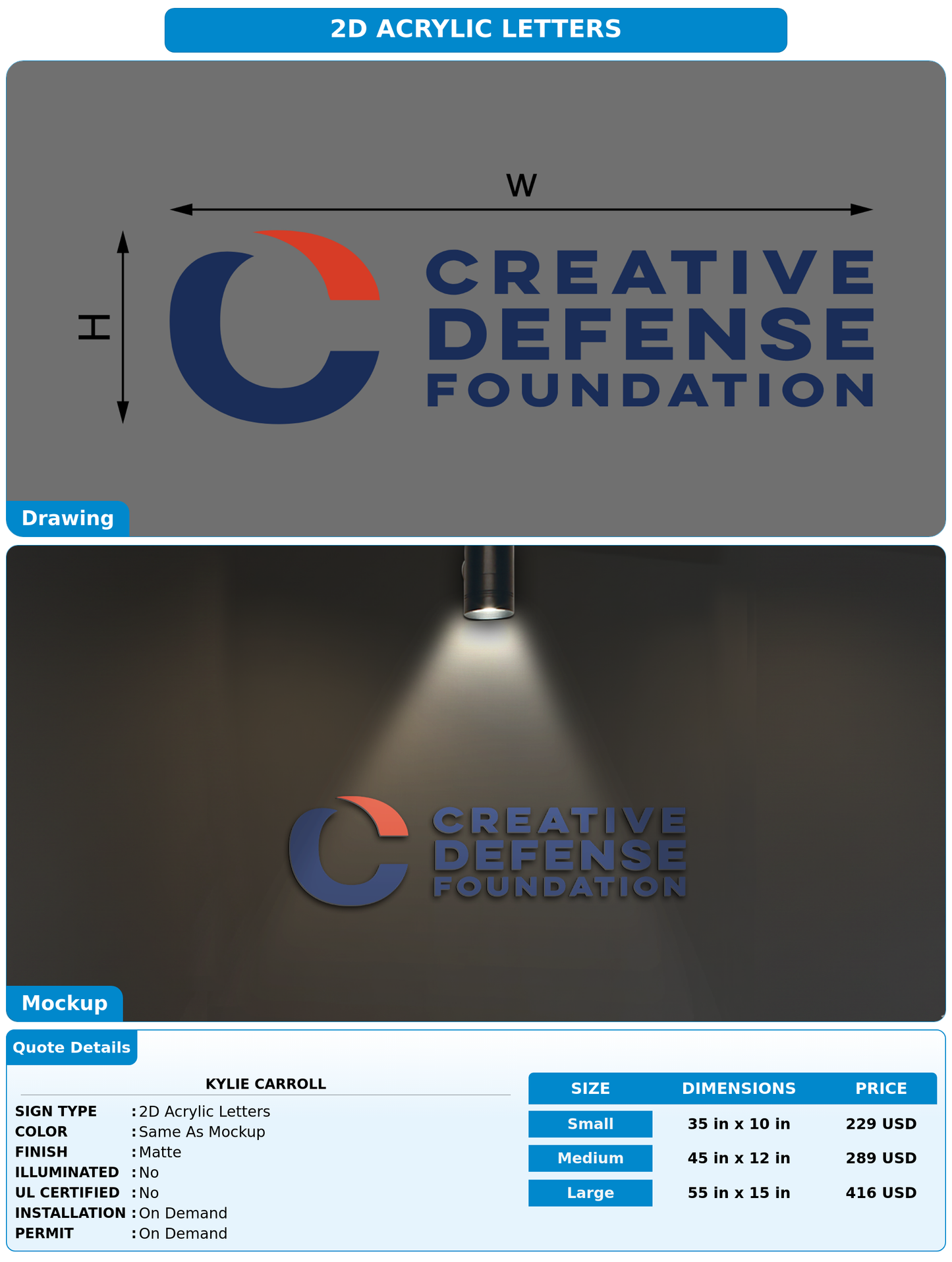 CUSTOM MOCKUP SIGN FOR Kylie Carroll