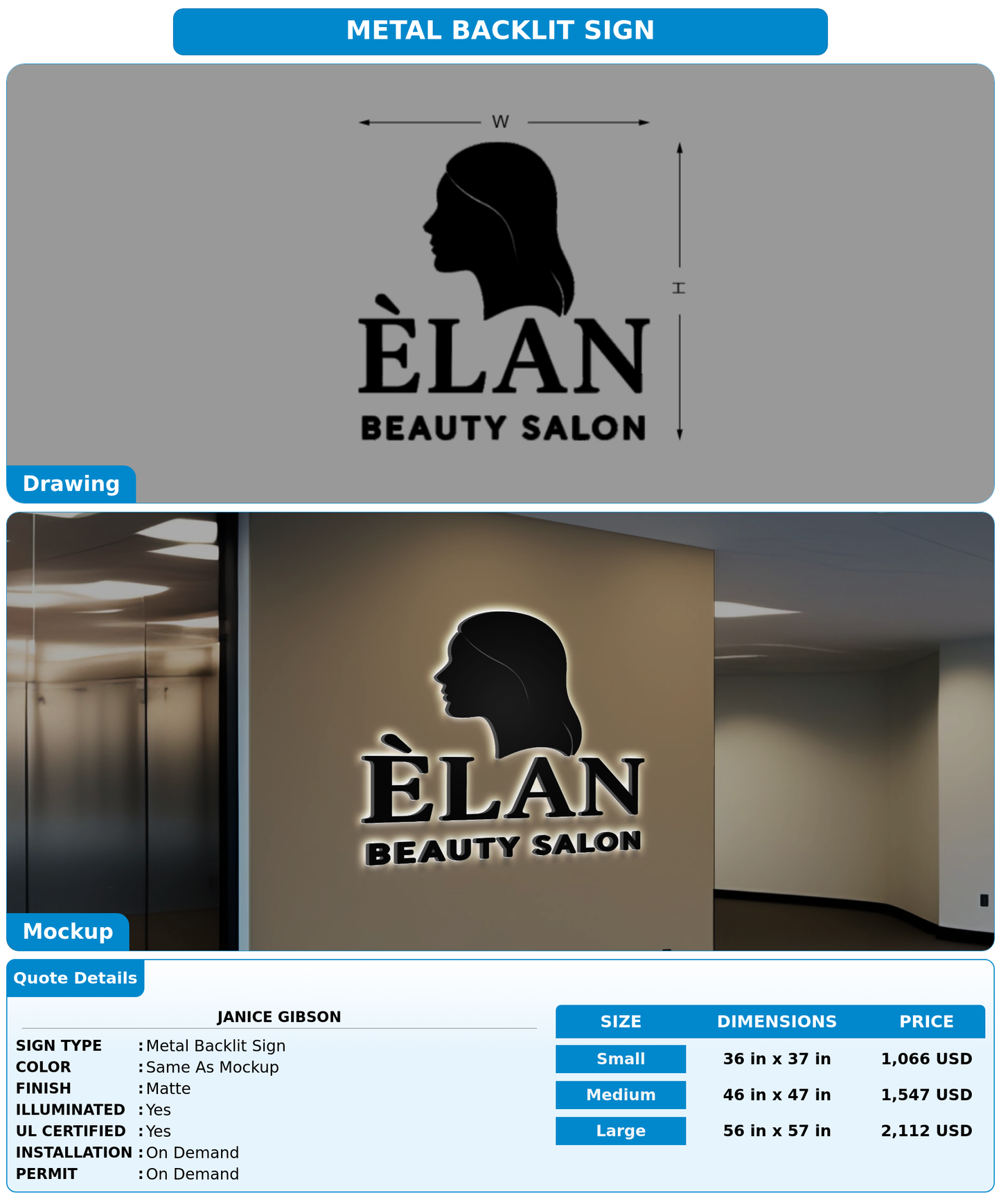 CUSTOM MOCKUP SIGN FOR Janice  Gibson
