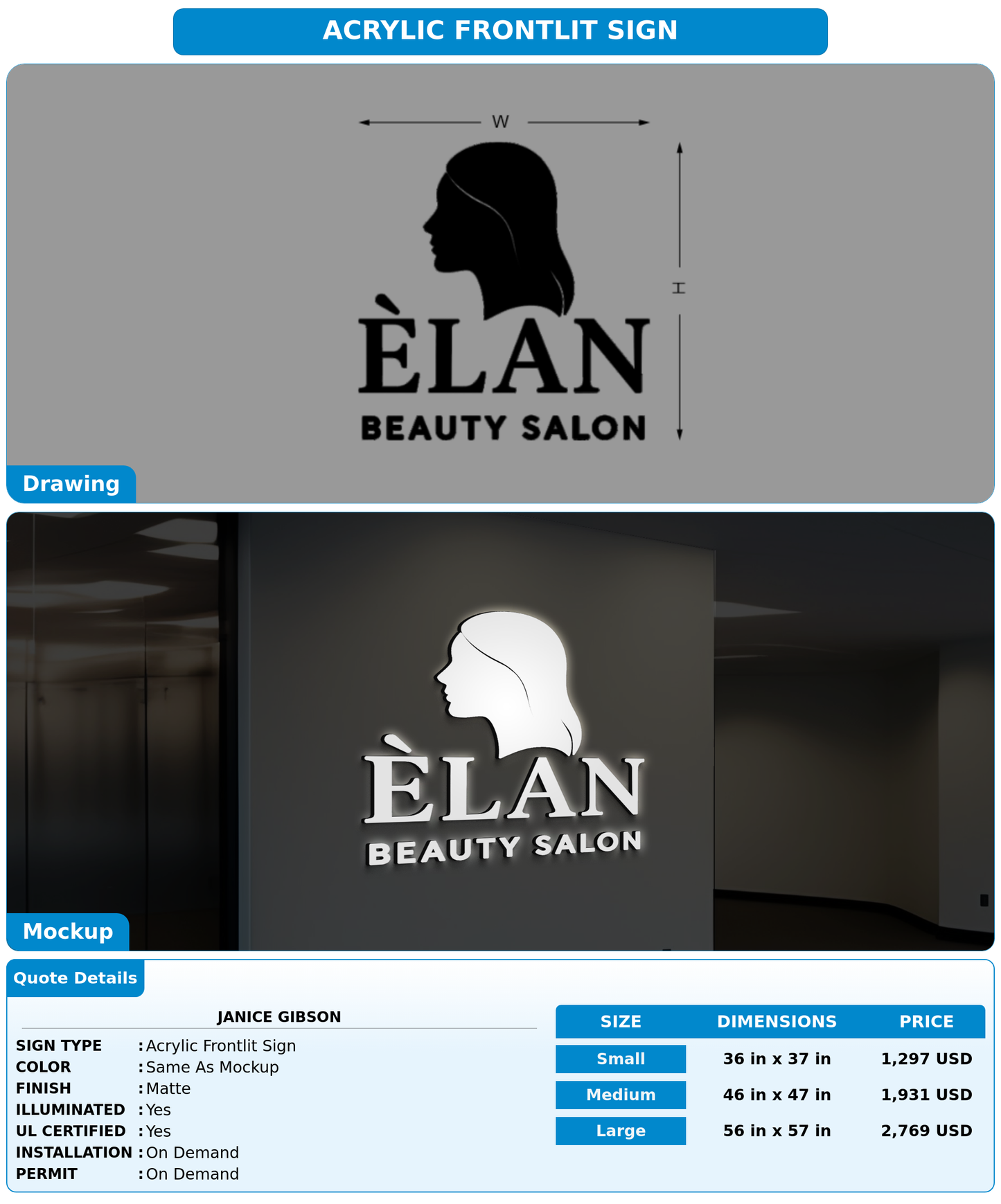CUSTOM MOCKUP SIGN FOR Janice  Gibson