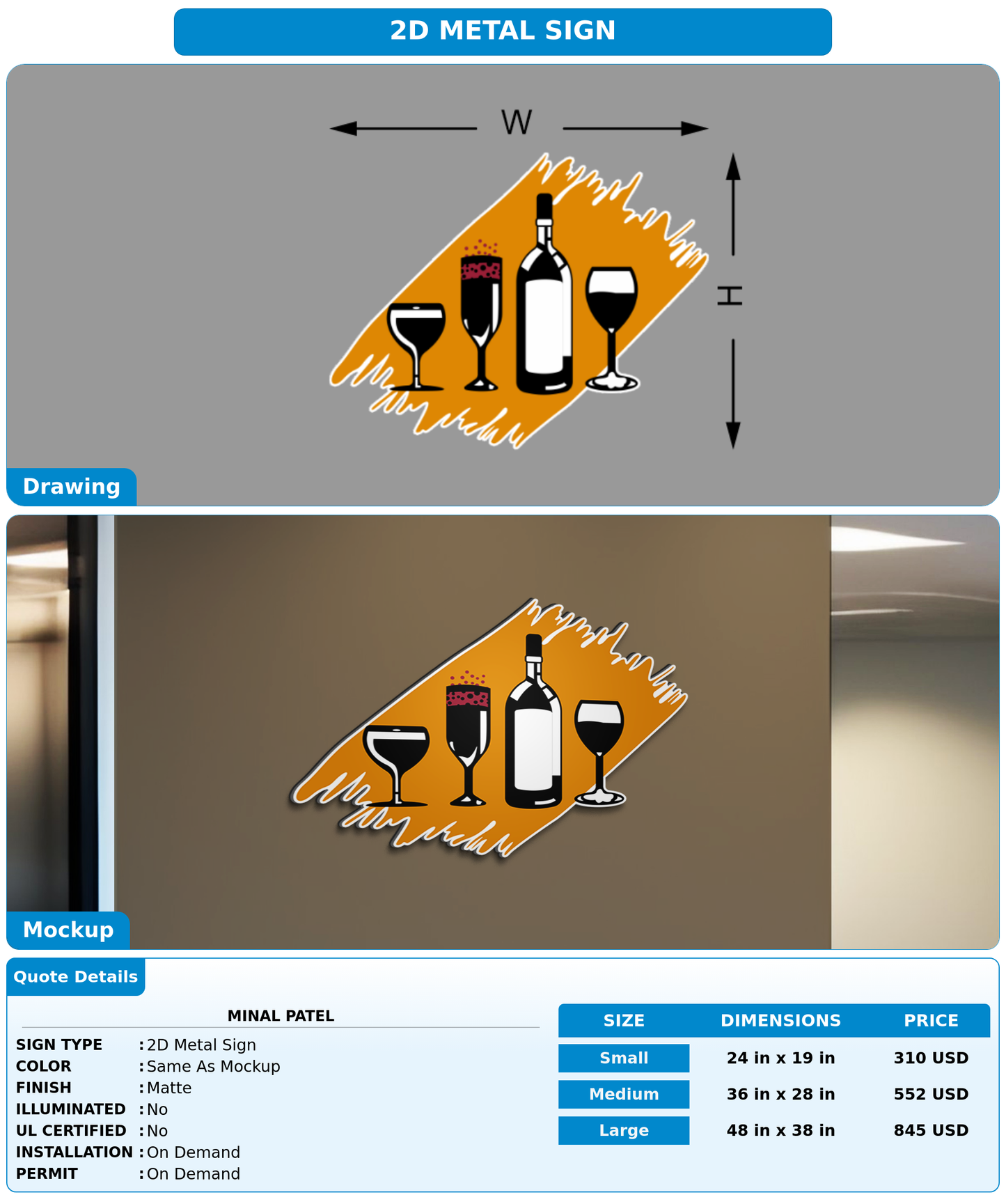 CUSTOM MOCKUP SIGN FOR Minal patel