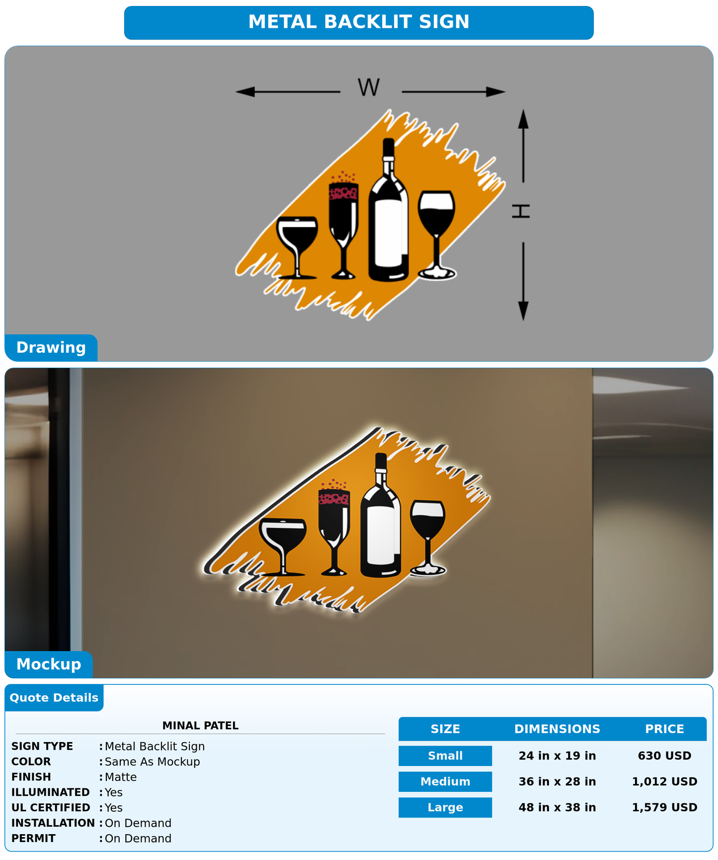 CUSTOM MOCKUP SIGN FOR Minal patel