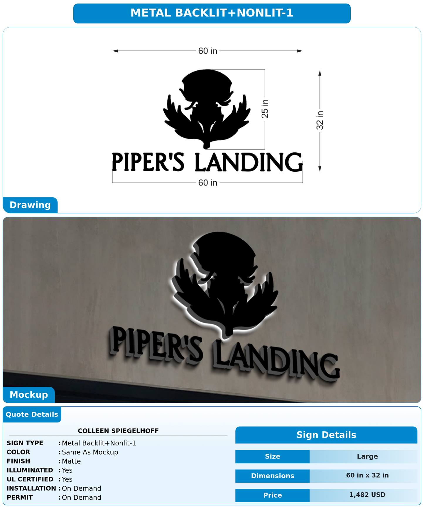 CUSTOM MOCKUP SIGN FOR Colleen Spiegelhoff