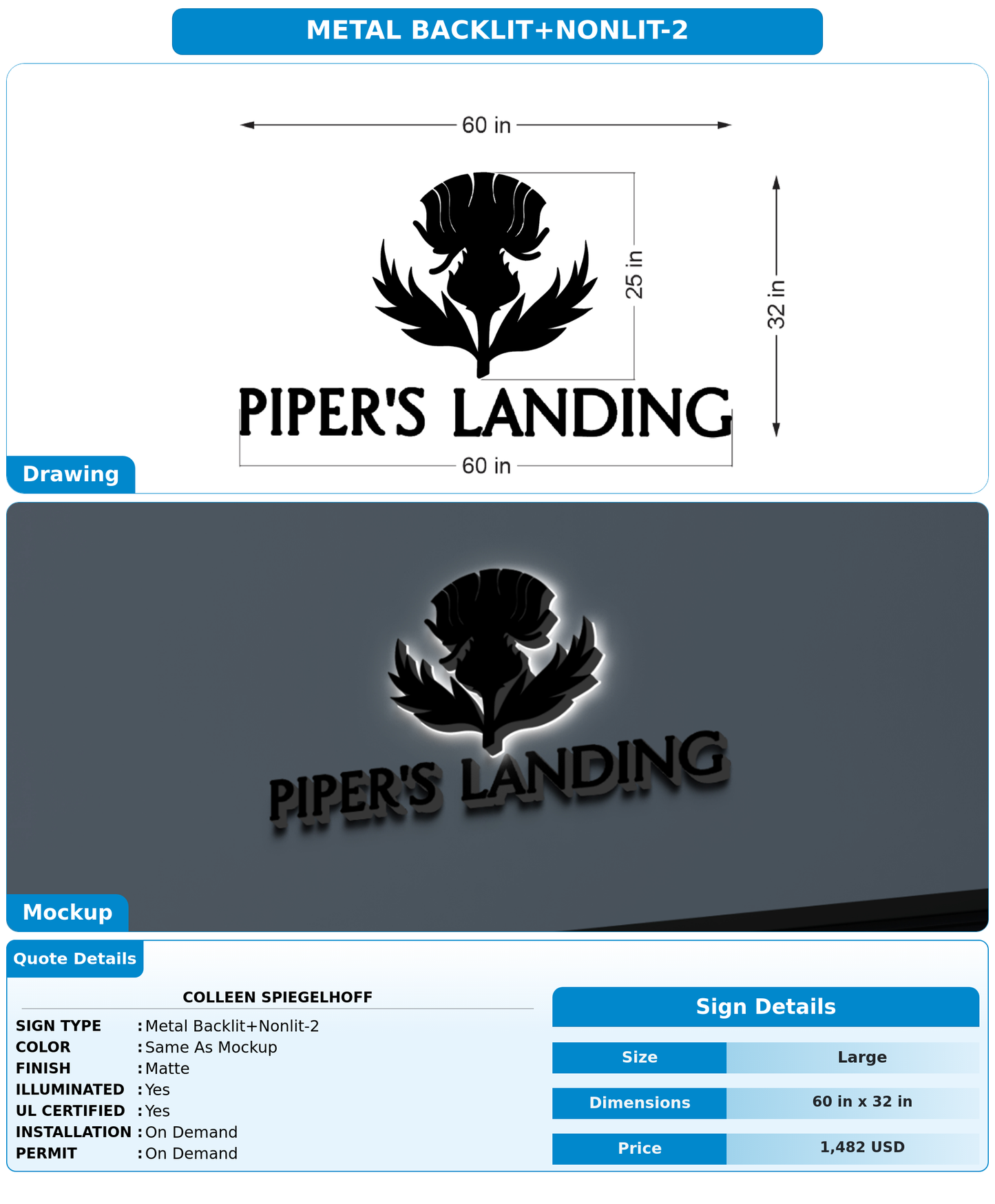 CUSTOM MOCKUP SIGN FOR Colleen Spiegelhoff