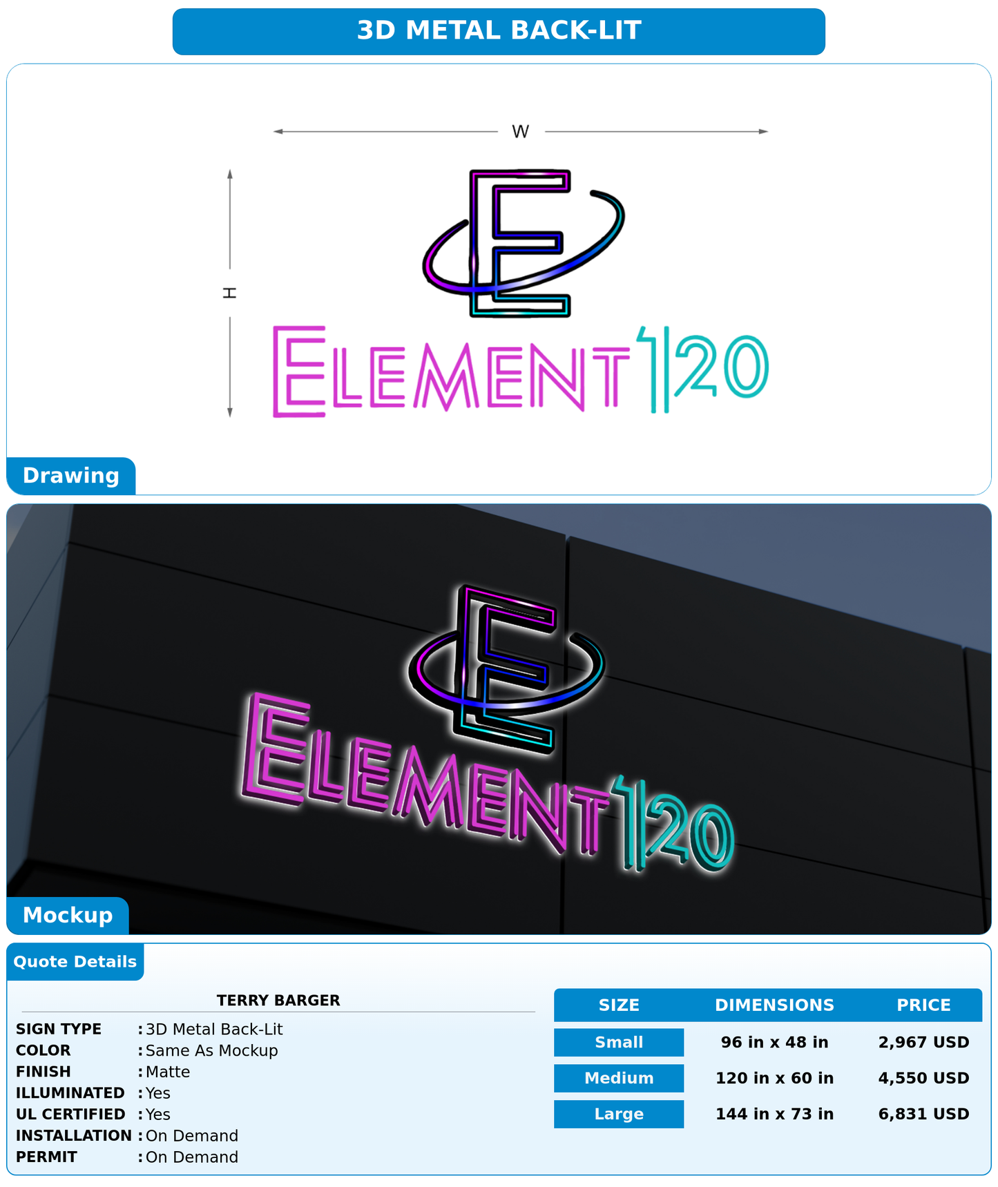 CUSTOM MOCKUP SIGN FOR Terry  Barger