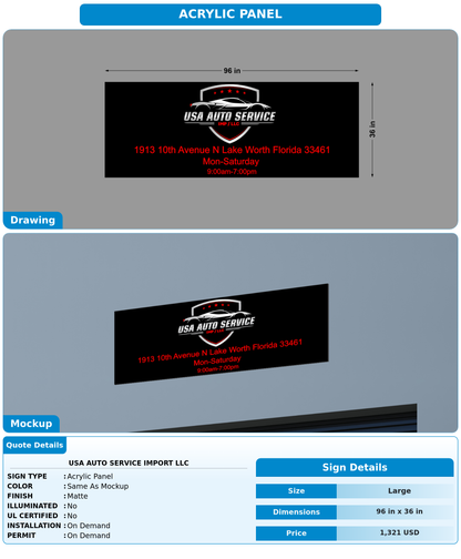 CUSTOM MOCKUP SIGN FOR Usa Auto Service Import Llc