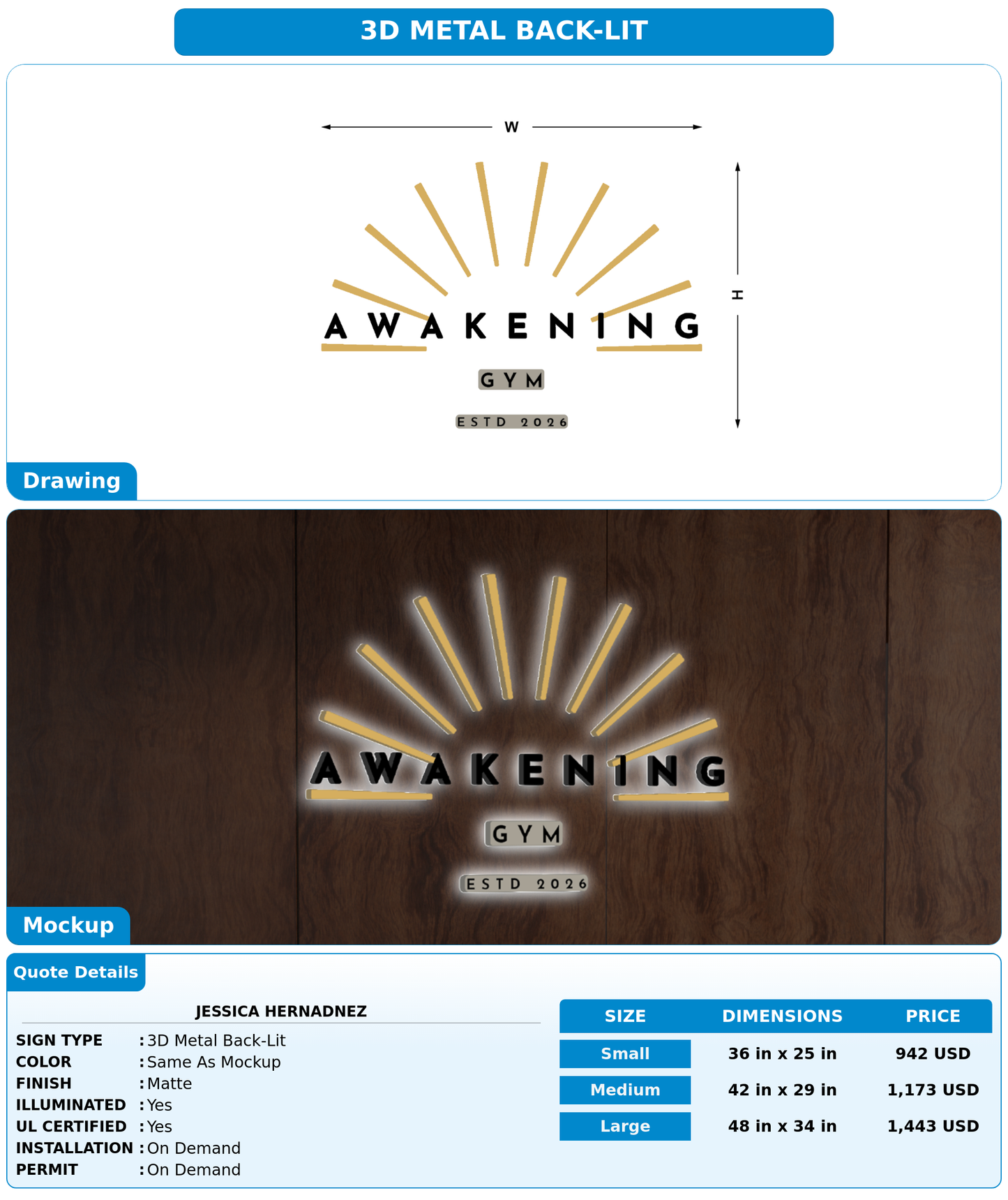 CUSTOM MOCKUP SIGN FOR Jessica Hernadnez