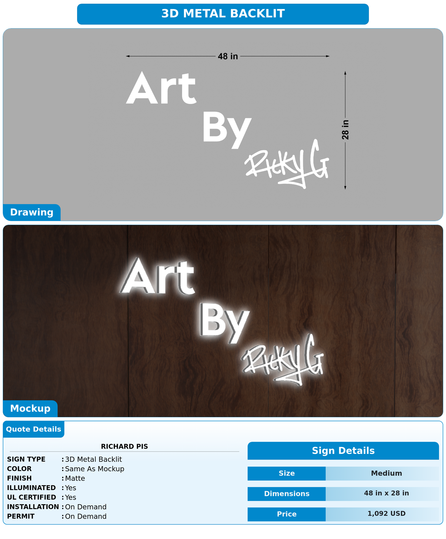 CUSTOM MOCKUP SIGN FOR Richard Pis