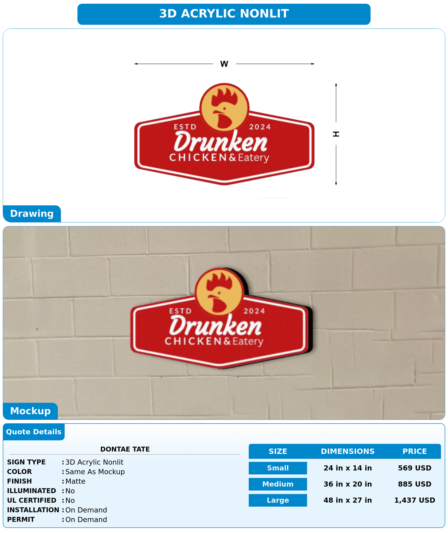CUSTOM MOCKUP SIGN FOR Dontae Tate