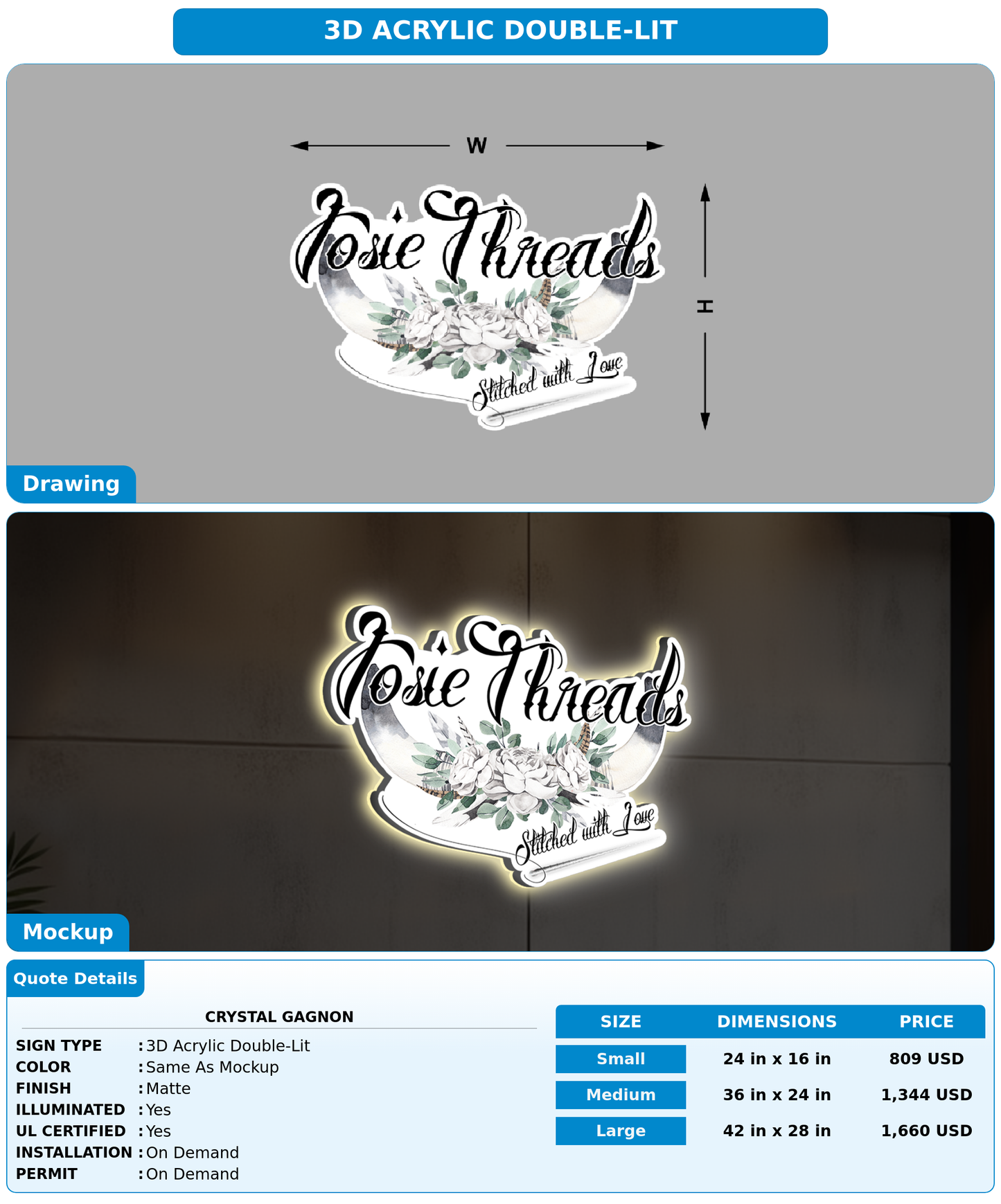 CUSTOM MOCKUP SIGN FOR Crystal gagnon