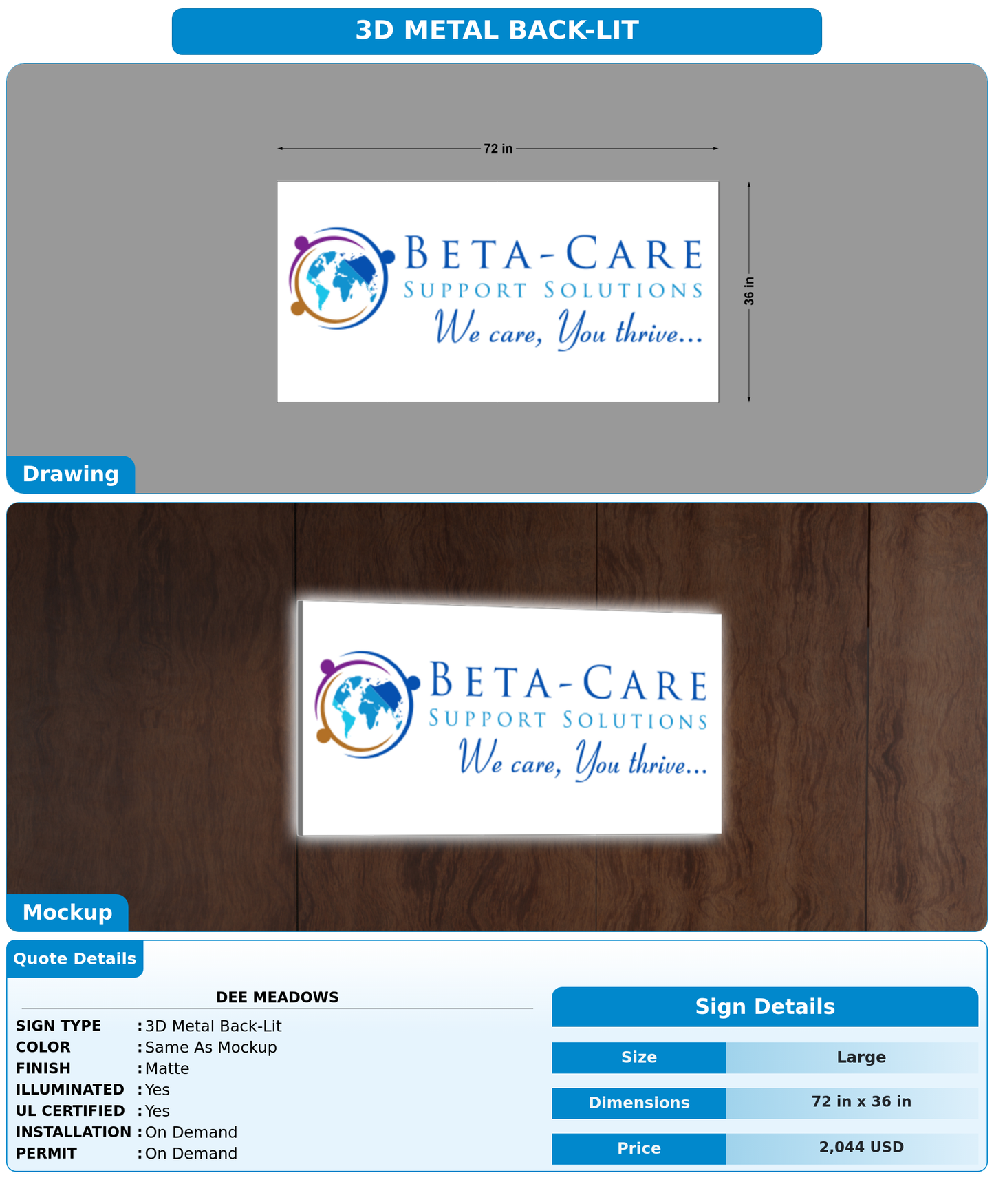 CUSTOM MOCKUP SIGN FOR Dee Meadows