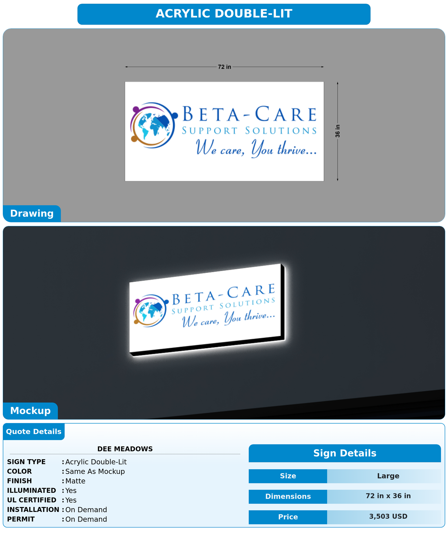 CUSTOM MOCKUP SIGN FOR Dee Meadows