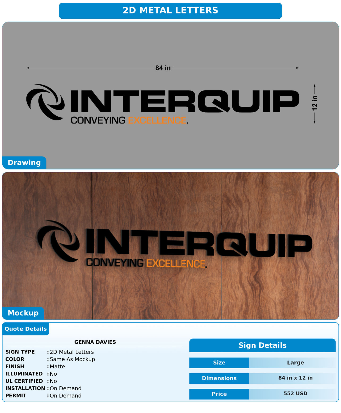 CUSTOM MOCKUP SIGN FOR Genna Davies
