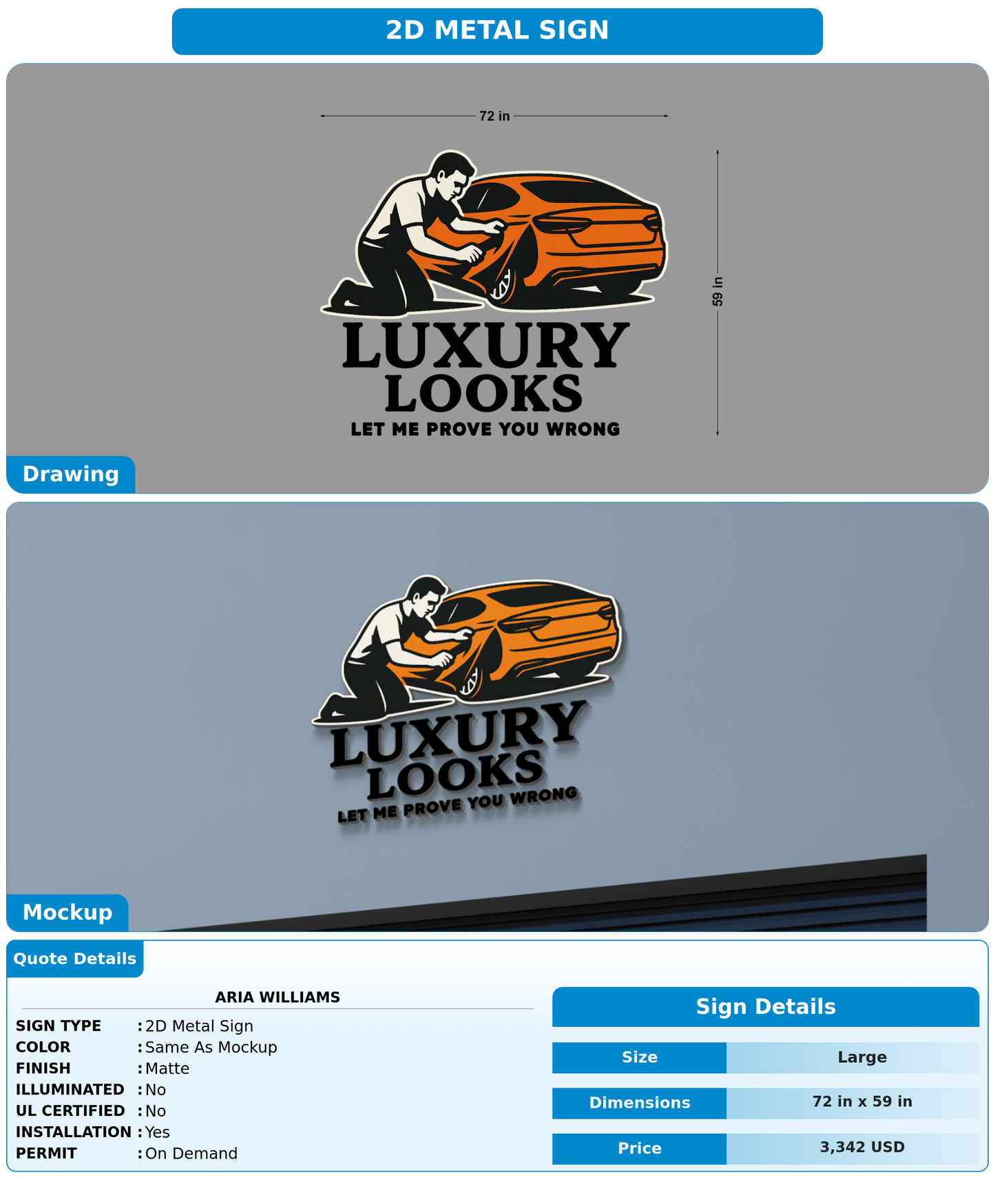 CUSTOM MOCKUP SIGN FOR Aria Williams