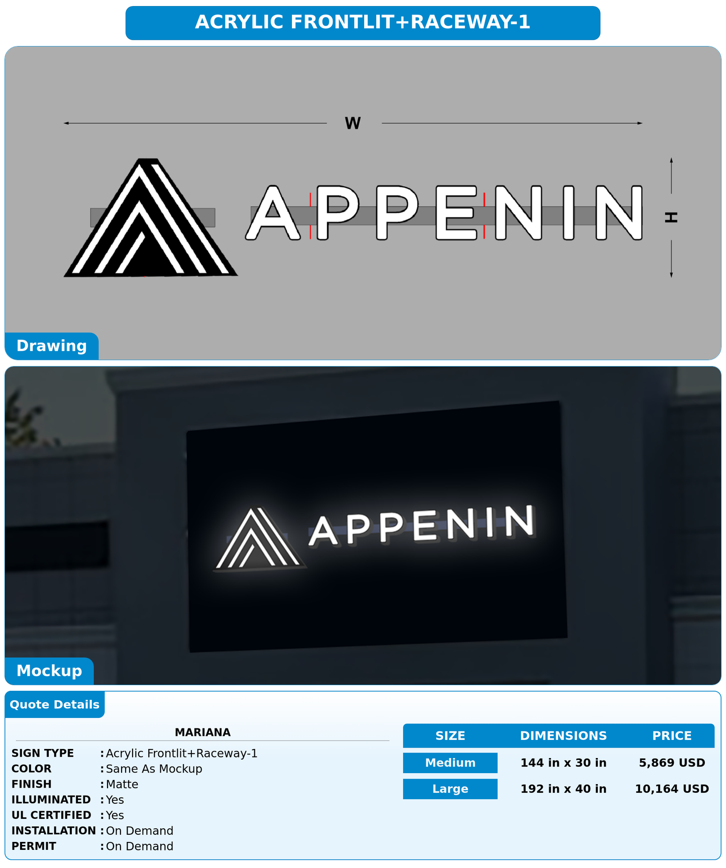CUSTOM MOCKUP SIGN FOR Mariana