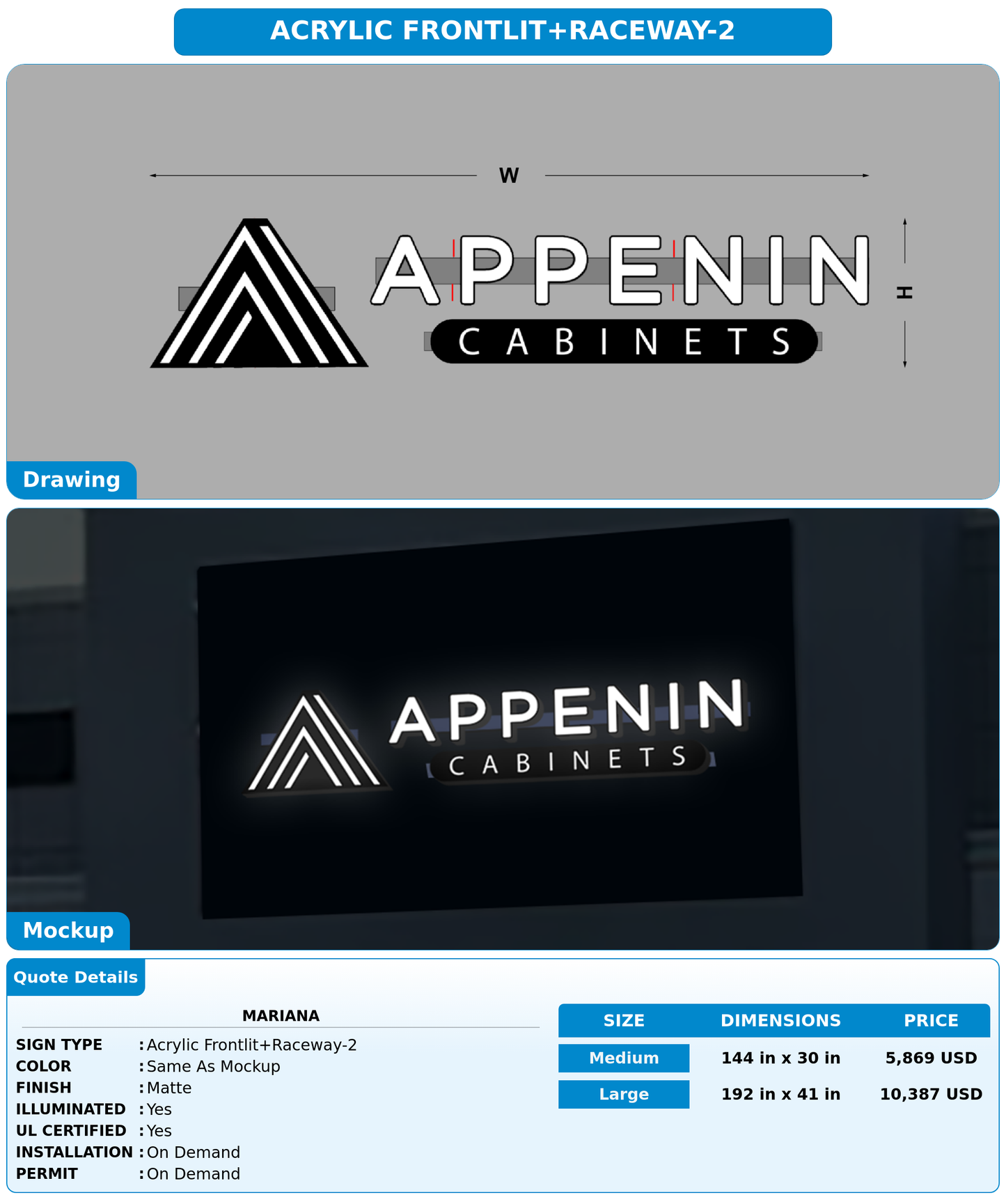 CUSTOM MOCKUP SIGN FOR Mariana