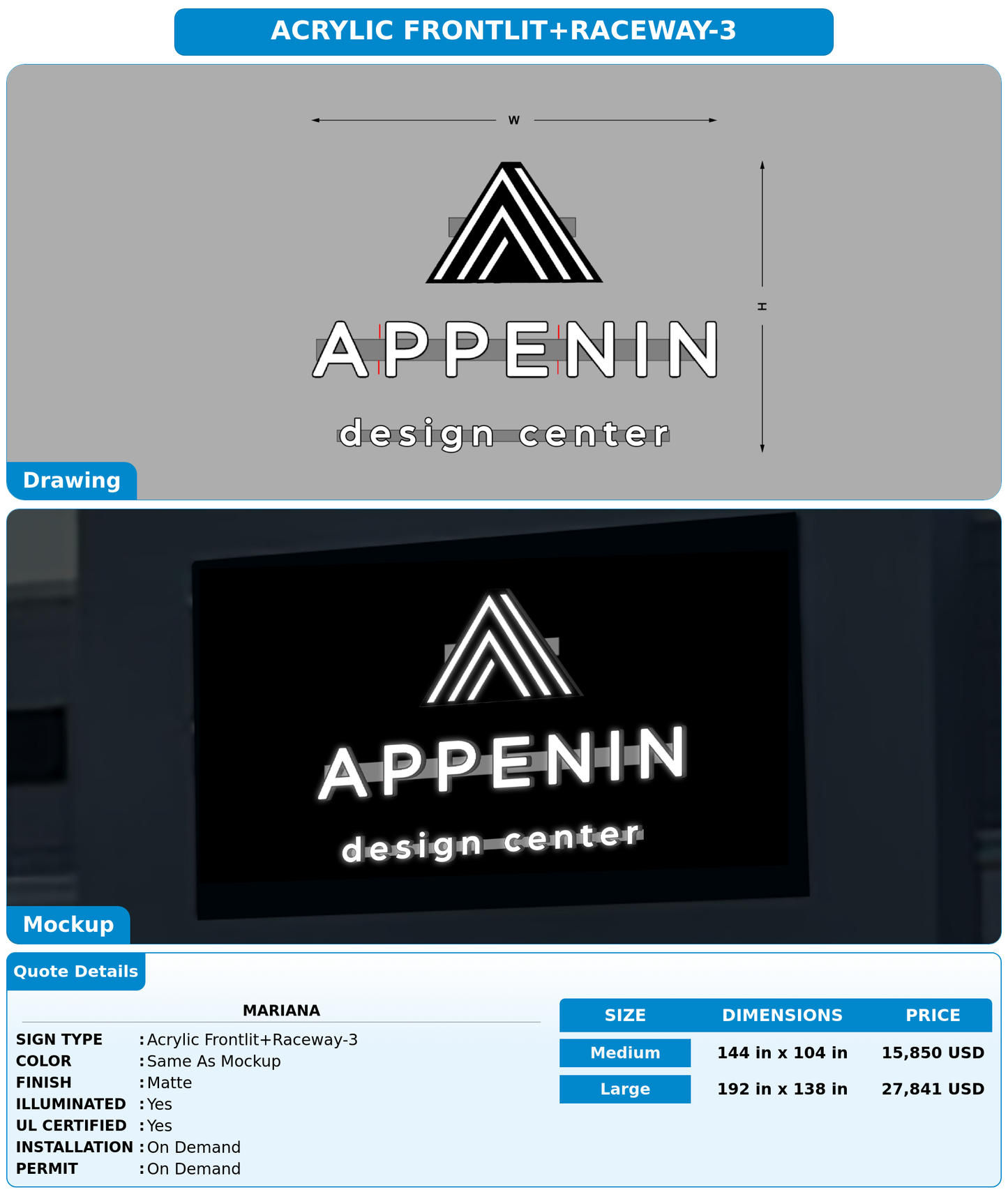 CUSTOM MOCKUP SIGN FOR Mariana