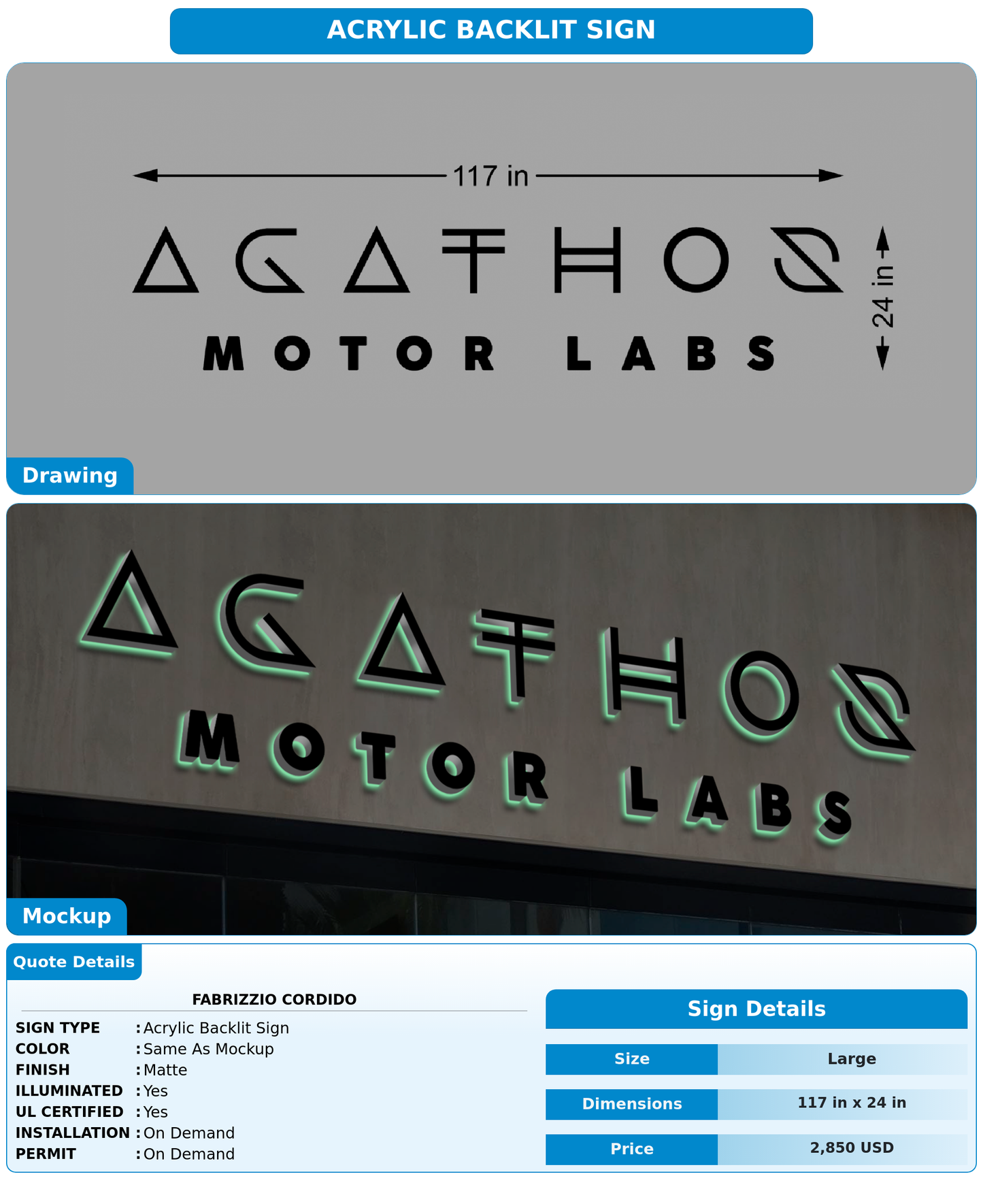 CUSTOM MOCKUP SIGN FOR Fabrizzio Cordido