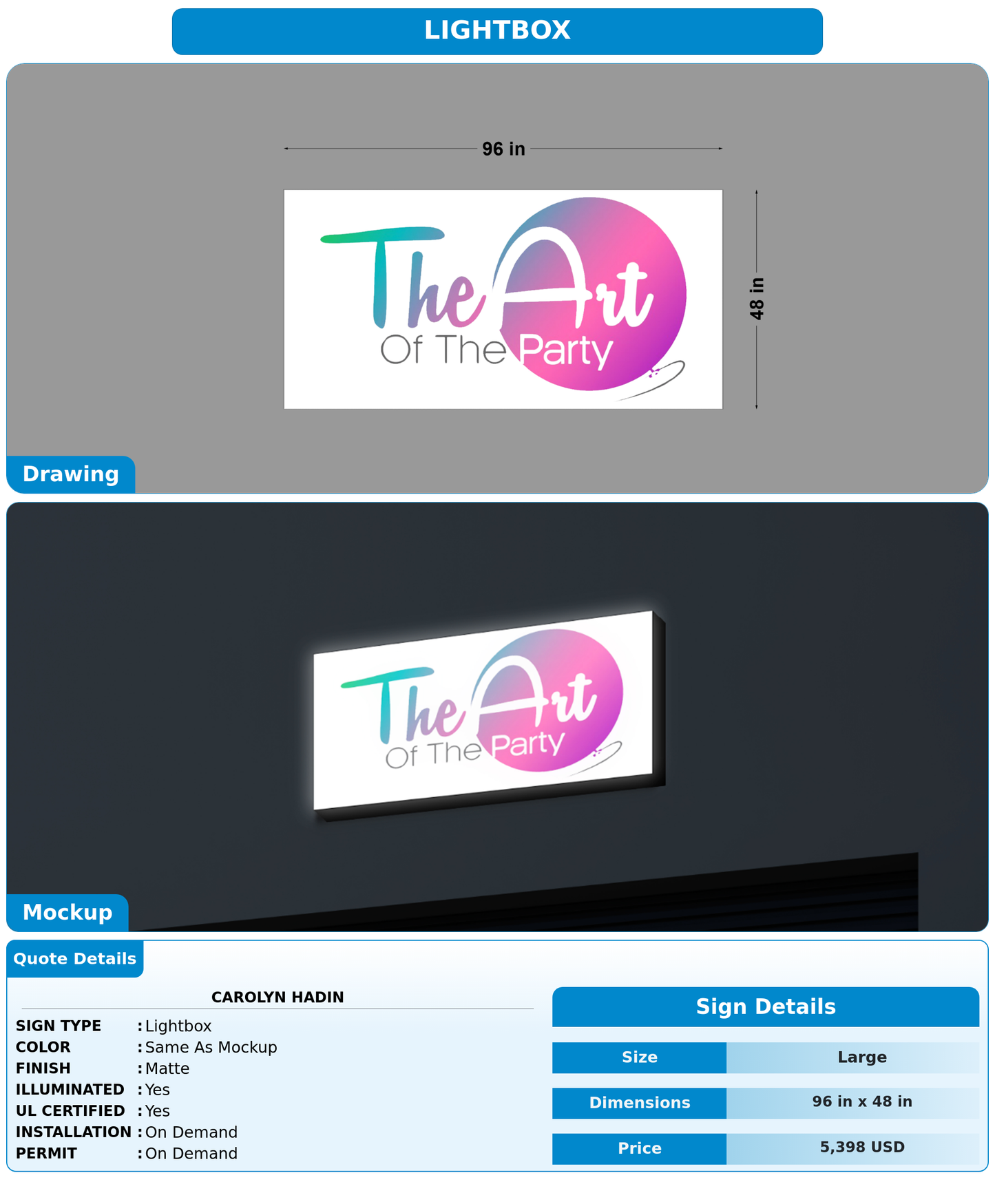 CUSTOM MOCKUP SIGN FOR Carolyn Hadin