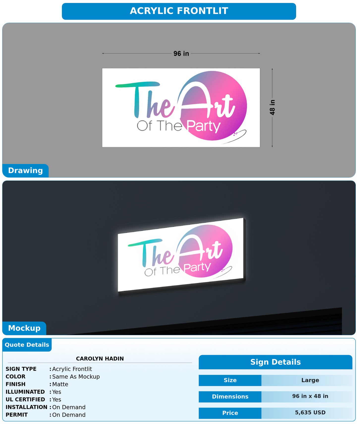 CUSTOM MOCKUP SIGN FOR Carolyn Hadin