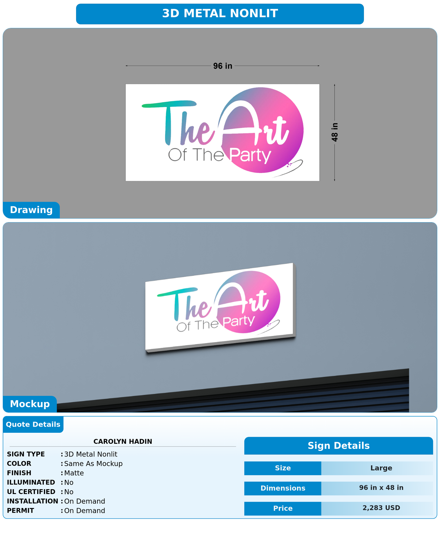 CUSTOM MOCKUP SIGN FOR Carolyn Hadin