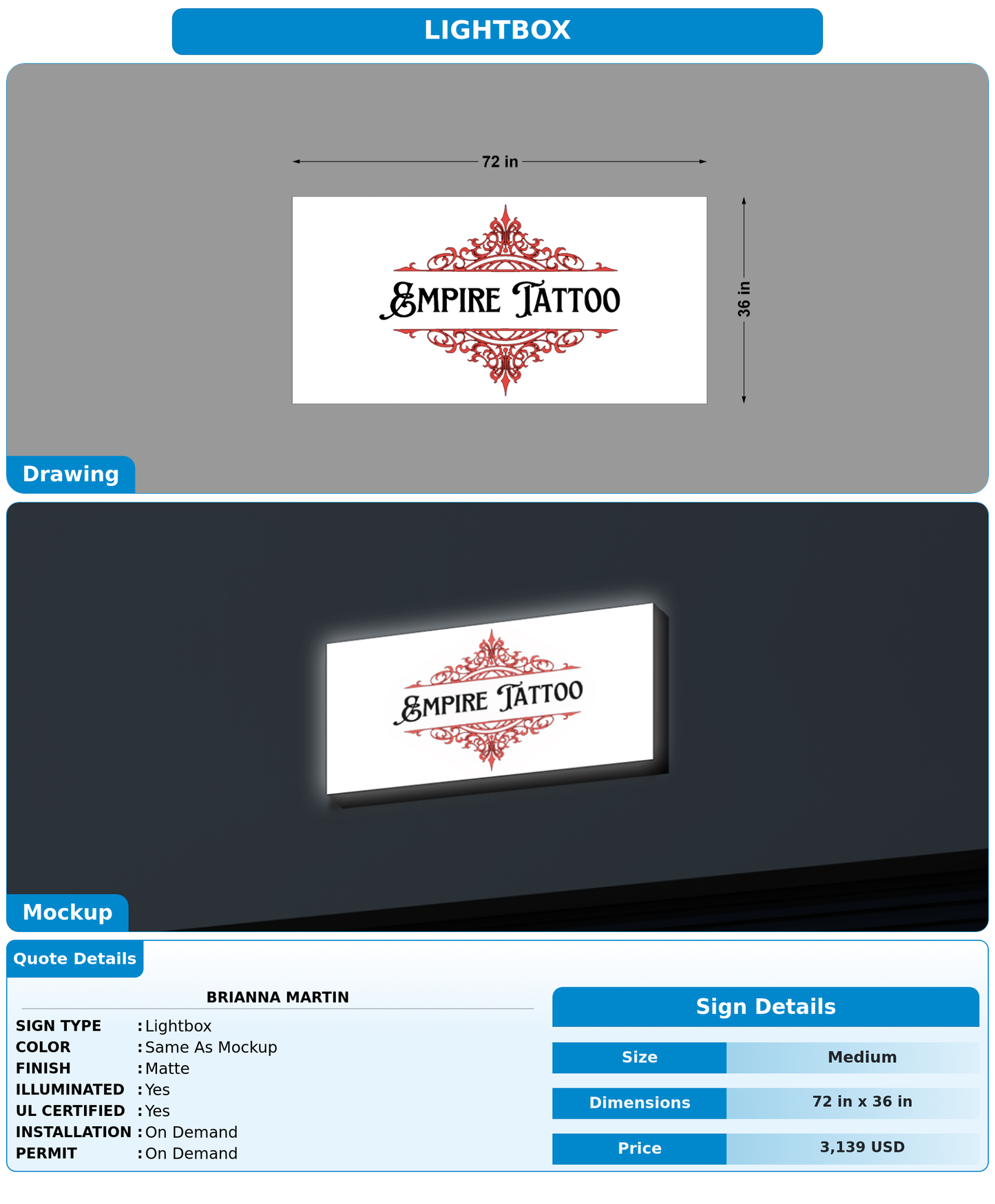 CUSTOM MOCKUP SIGN FOR Brianna Martin