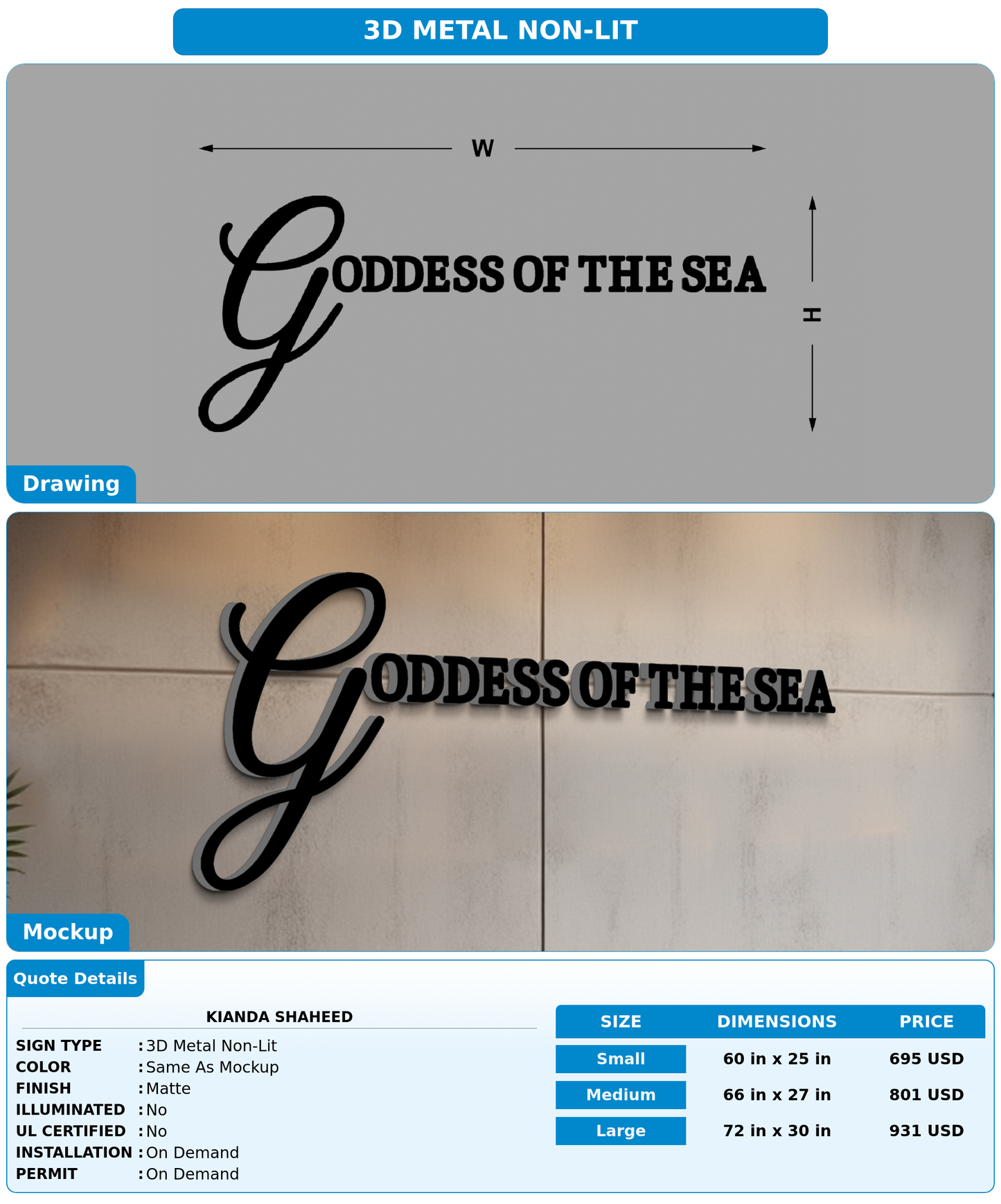 CUSTOM MOCKUP SIGN FOR Kianda Shaheed