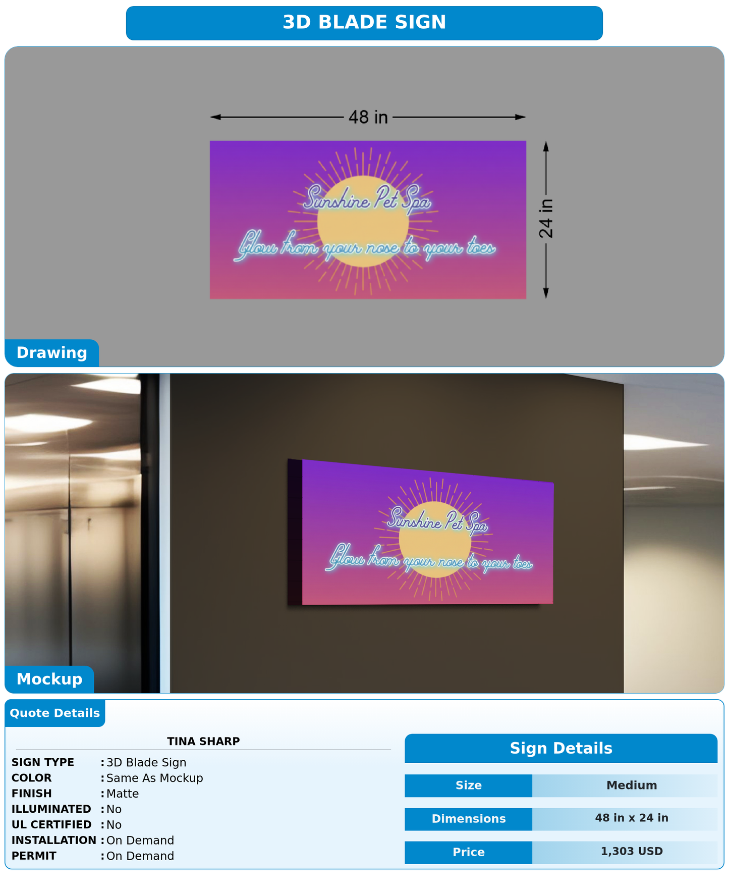 CUSTOM MOCKUP SIGN FOR Tina Sharp