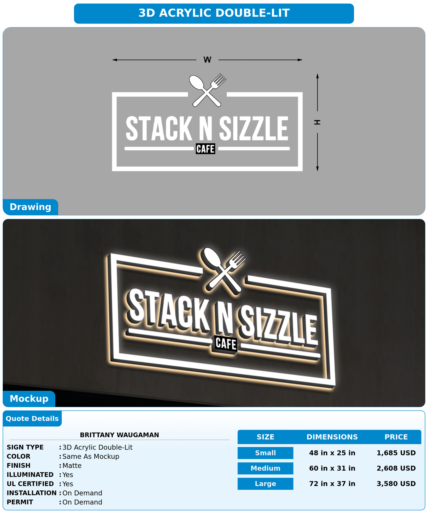 CUSTOM MOCKUP SIGN FOR Brittany Waugaman