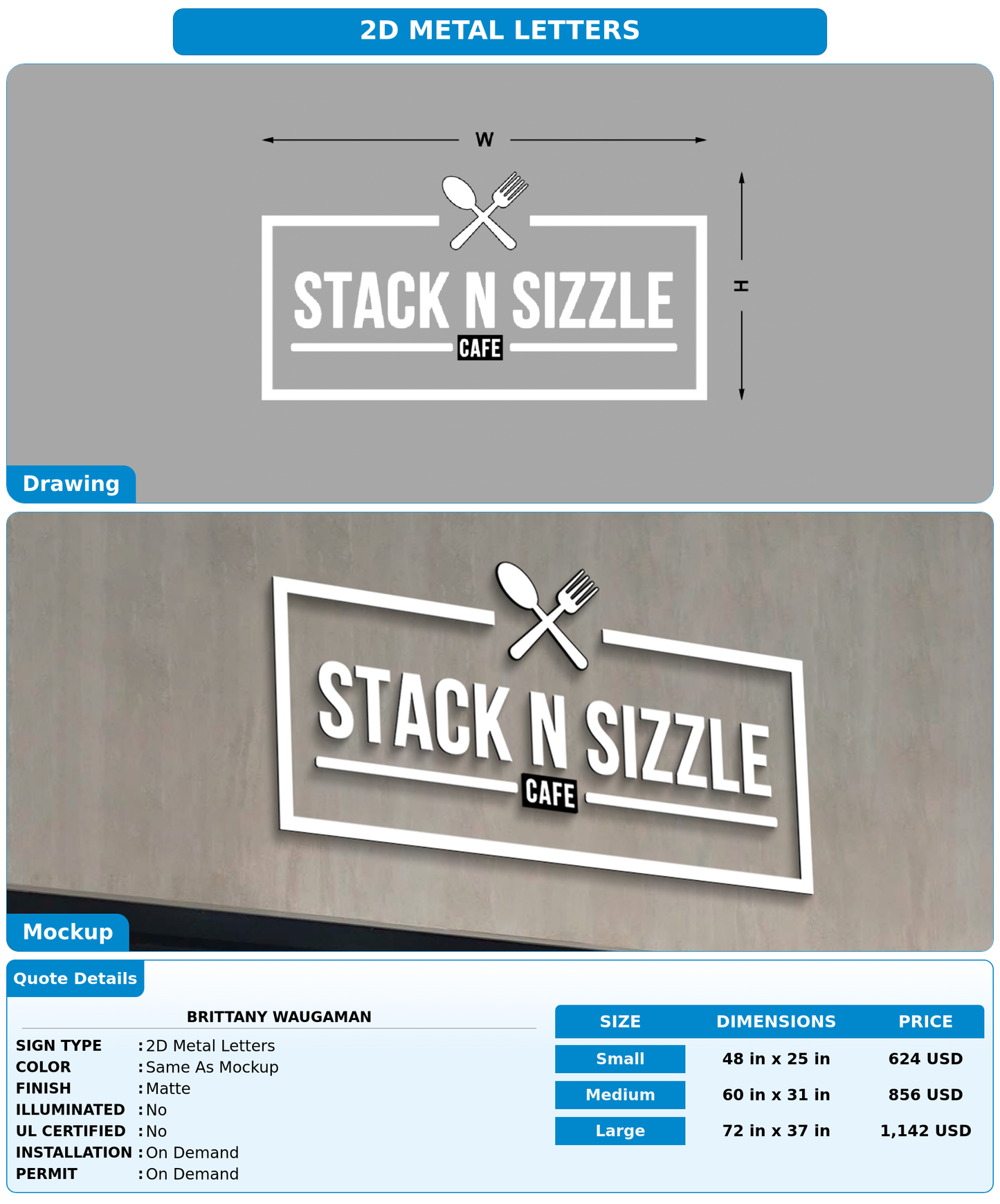 CUSTOM MOCKUP SIGN FOR Brittany Waugaman