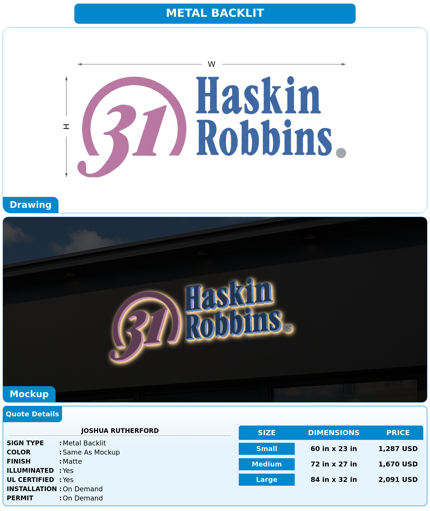 CUSTOM MOCKUP SIGN FOR Joshua Rutherford
