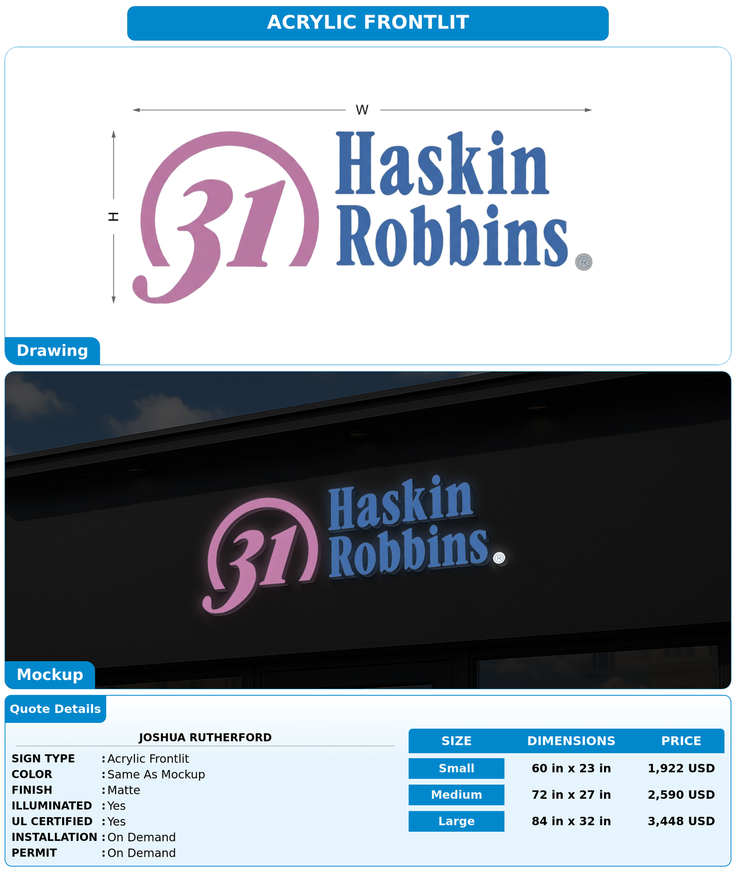 CUSTOM MOCKUP SIGN FOR Joshua Rutherford