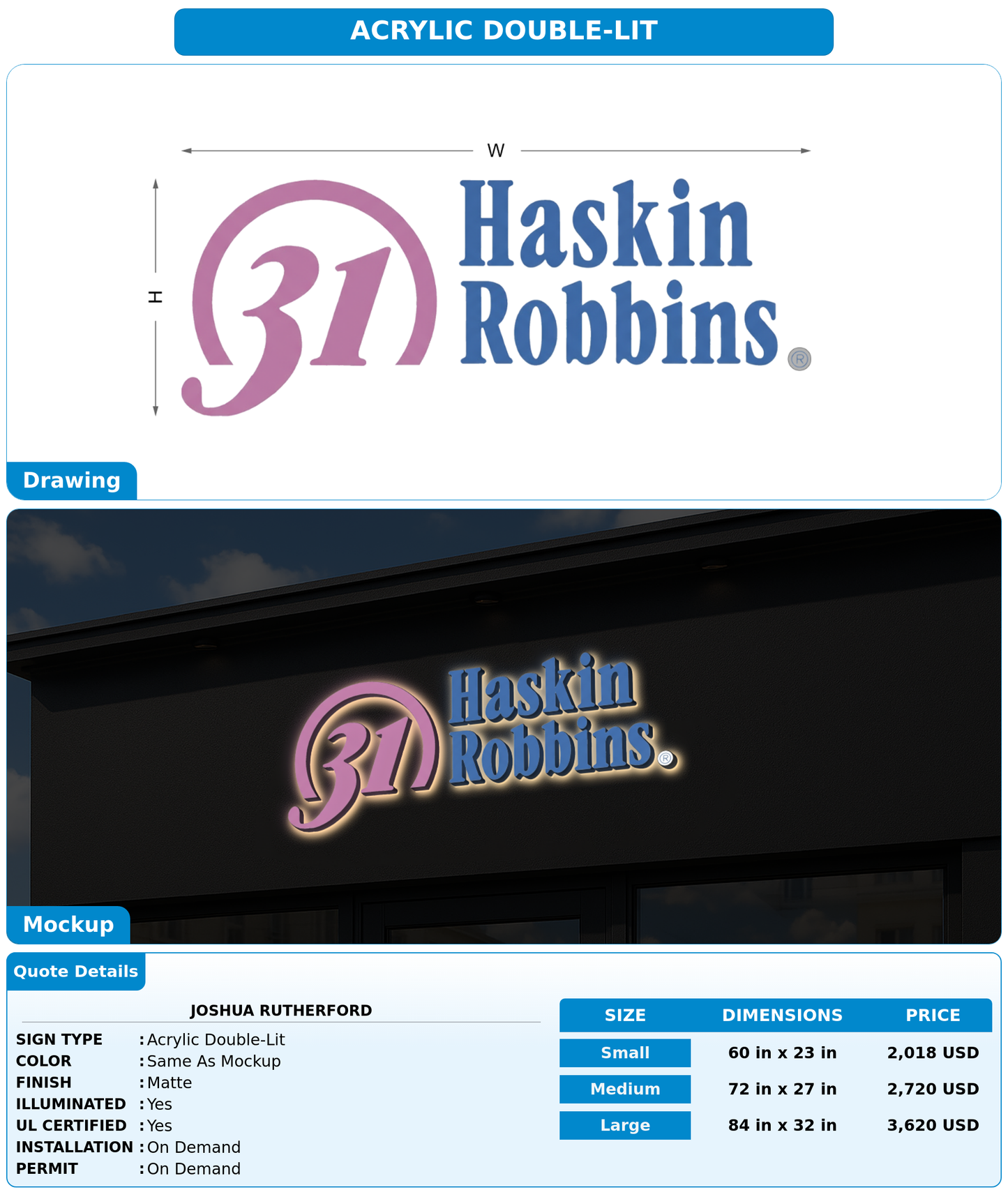 CUSTOM MOCKUP SIGN FOR Joshua Rutherford