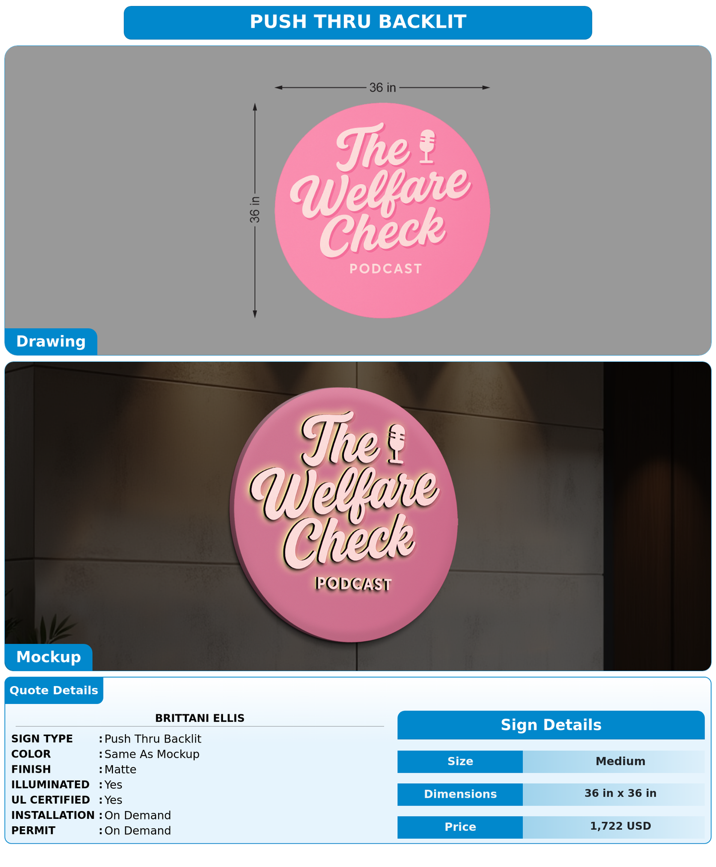 CUSTOM MOCKUP SIGN FOR Brittani Ellis