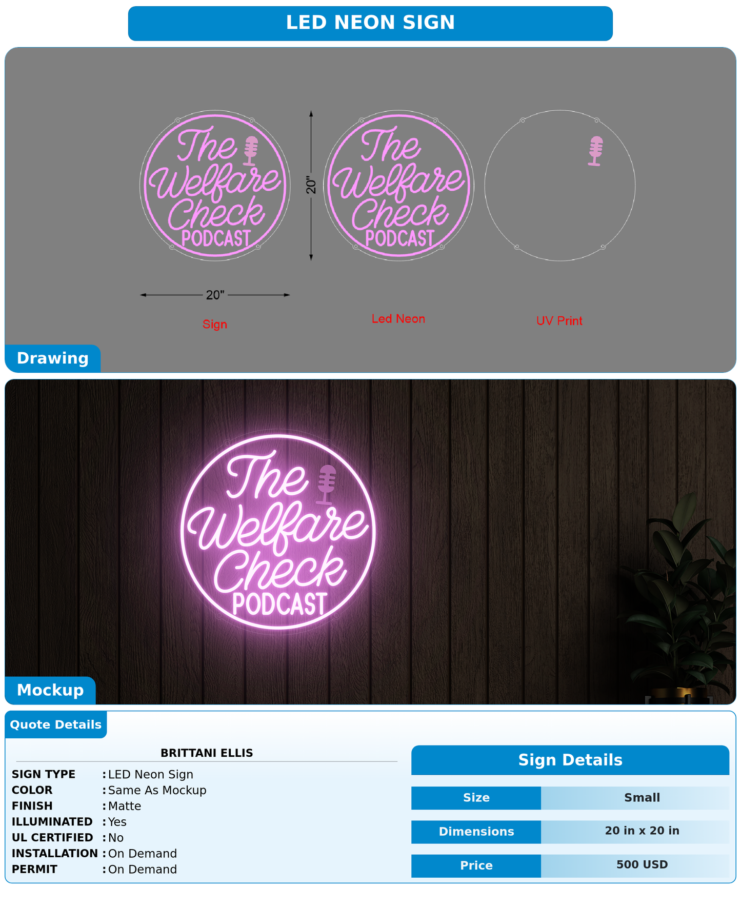 CUSTOM MOCKUP SIGN FOR Brittani Ellis