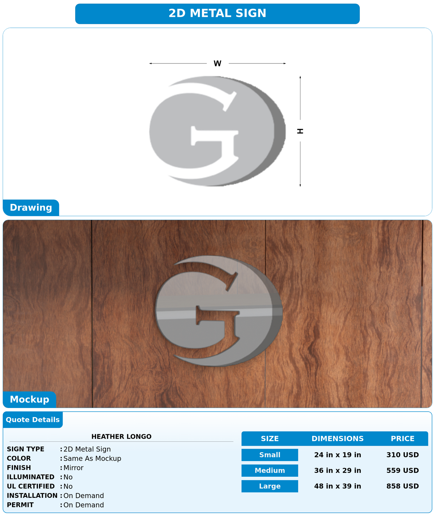 CUSTOM MOCKUP SIGN FOR Heather Longo