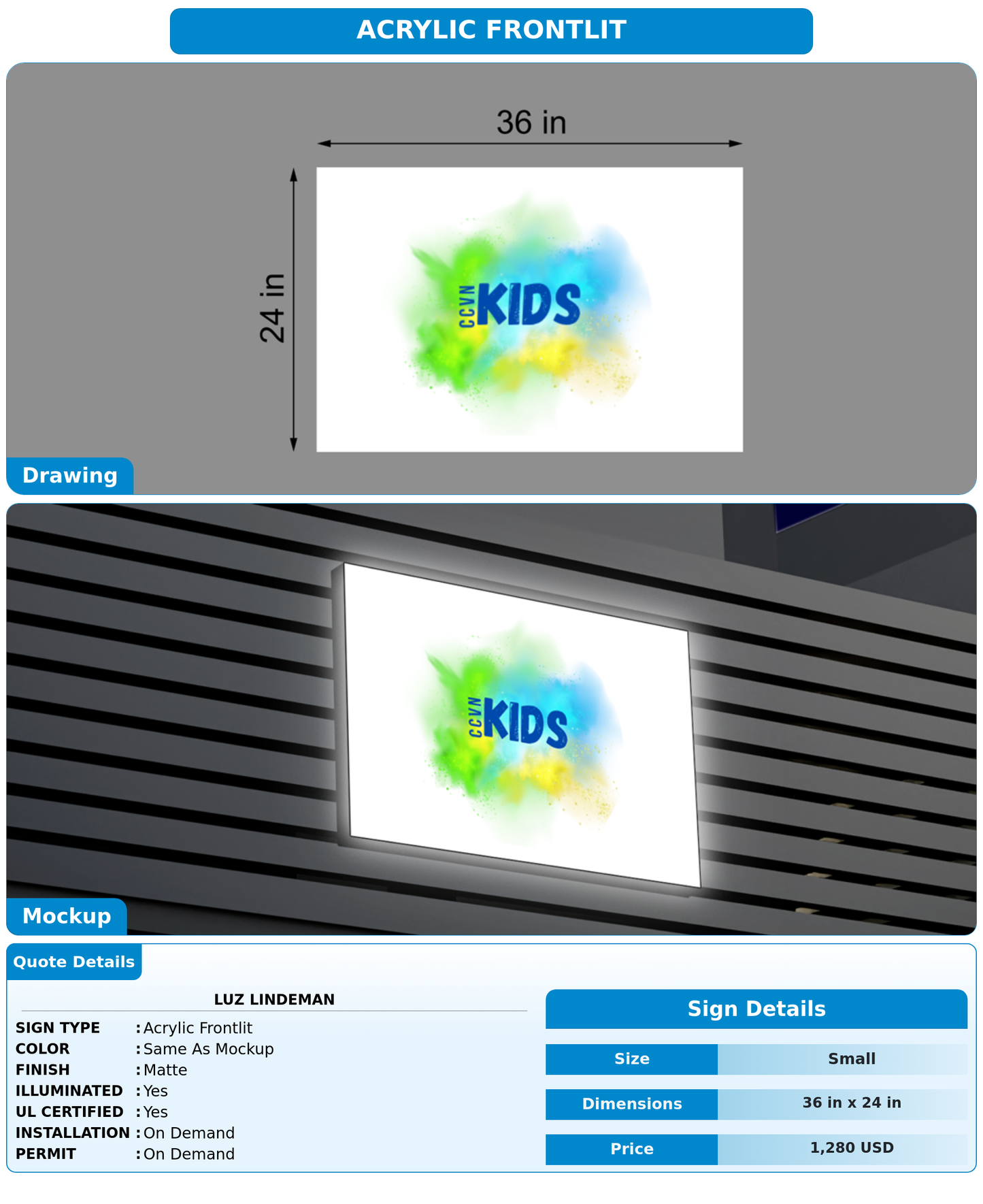 CUSTOM MOCKUP SIGN FOR Luz Lindeman