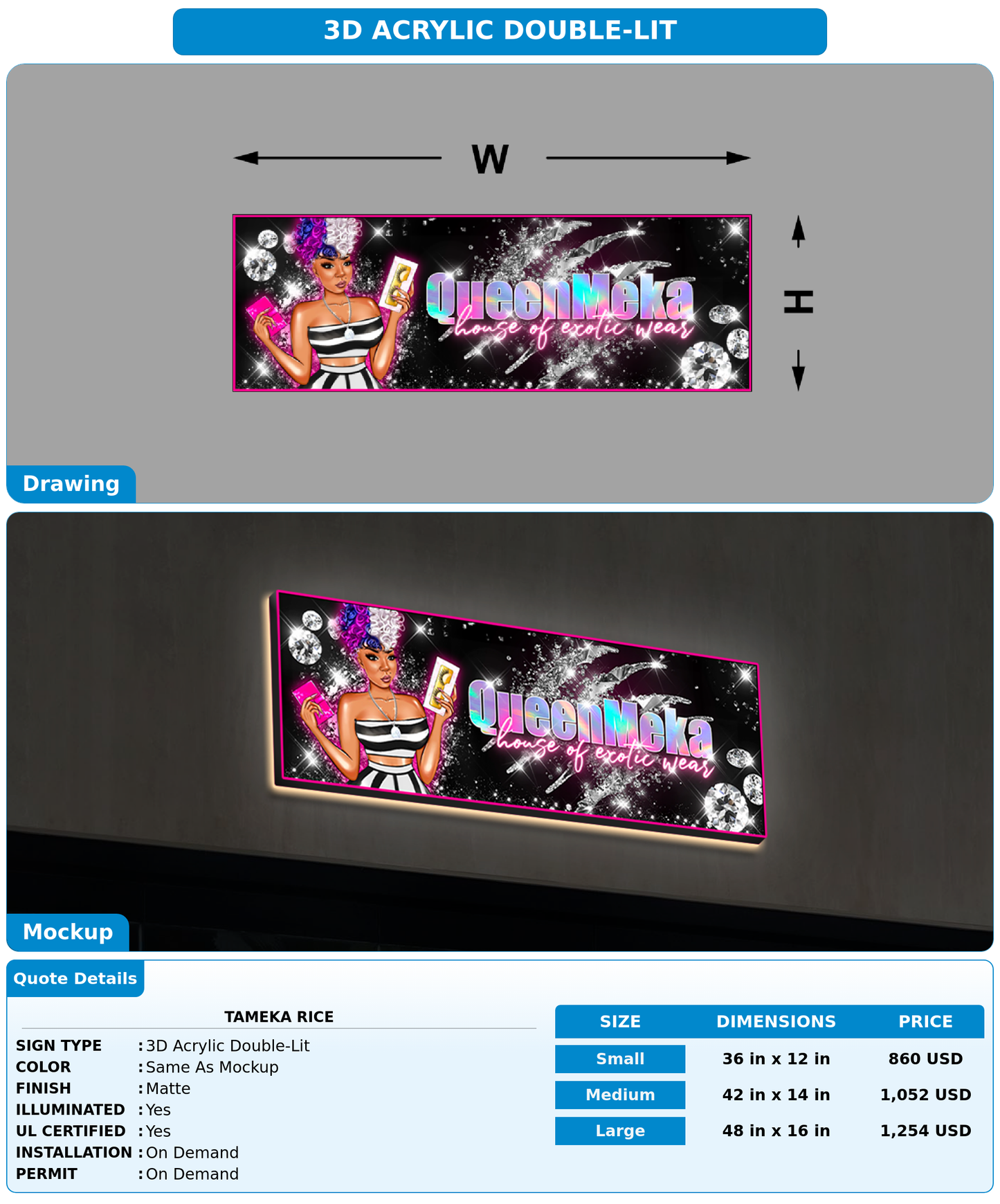 CUSTOM MOCKUP SIGN FOR Tameka Rice